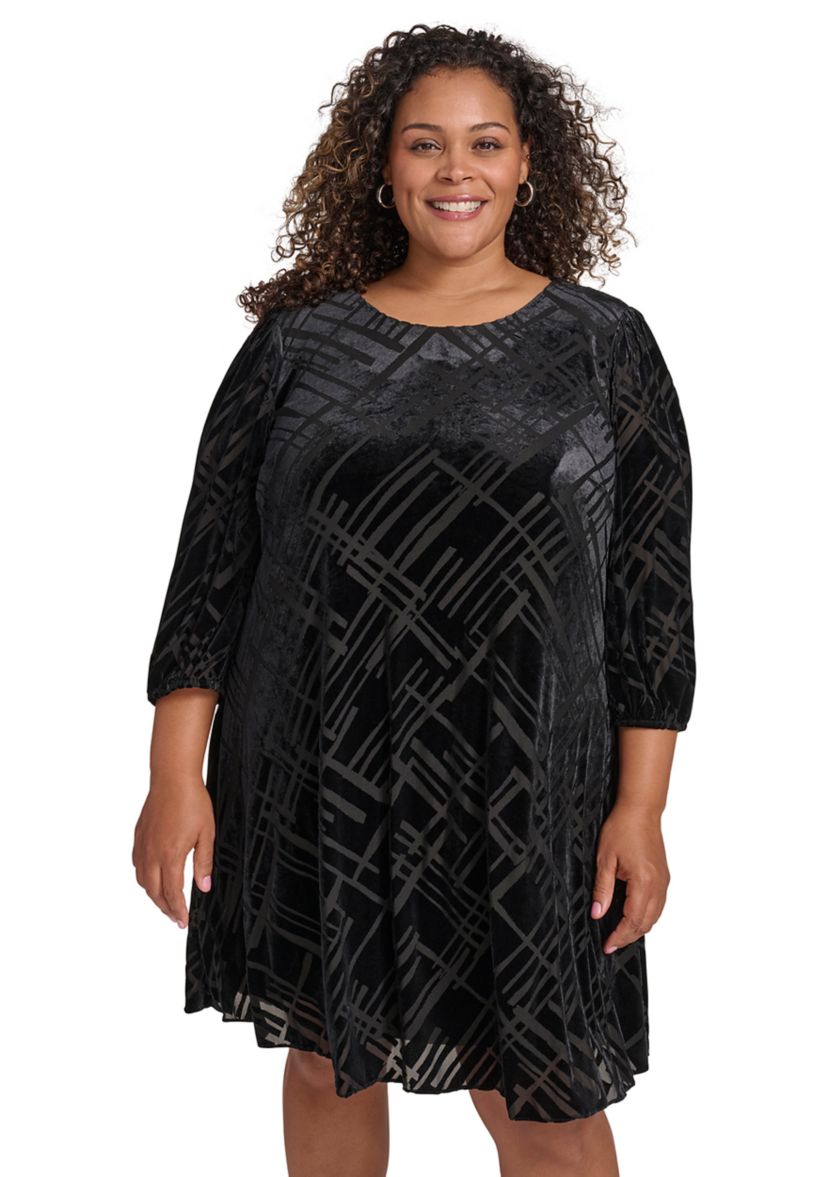 Plus Size Geo Printed A-Line Dress