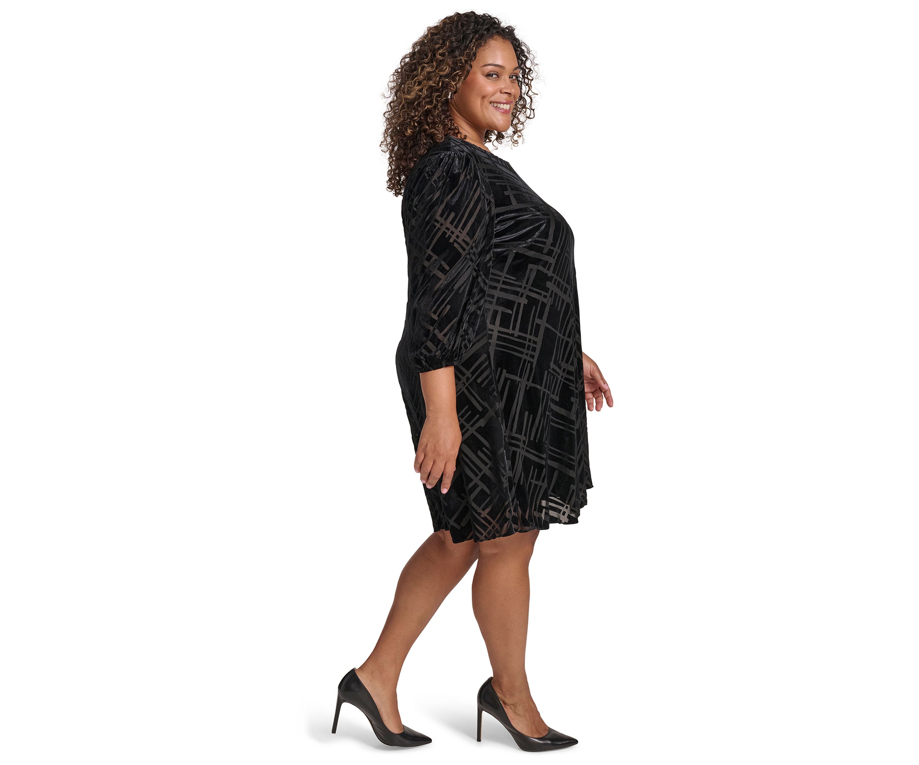 Plus Size Geo Printed A-Line Dress
