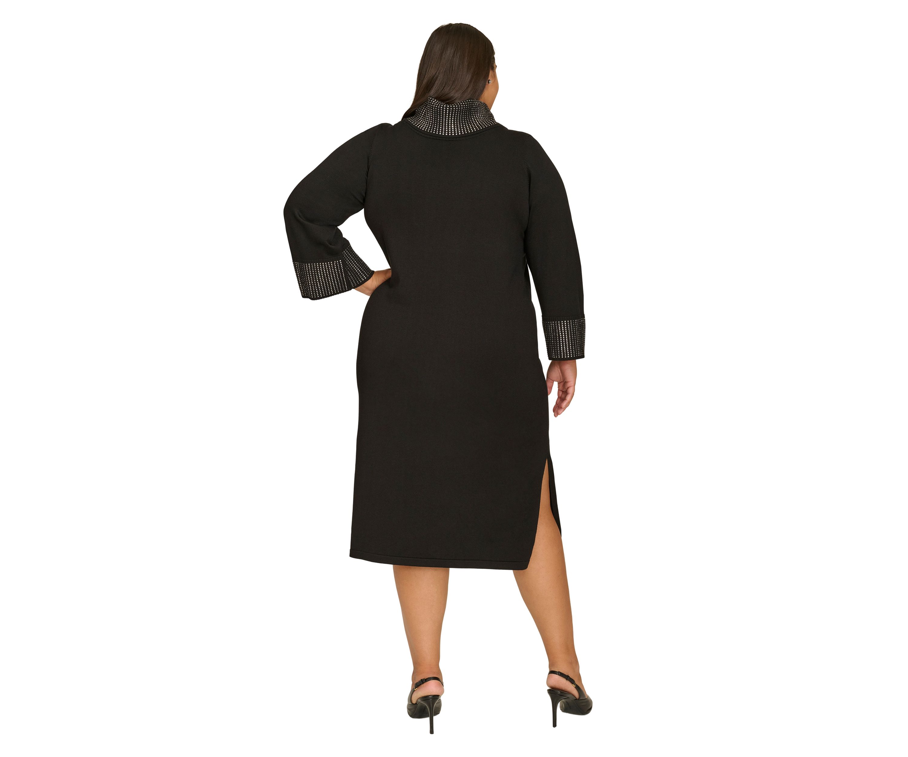 Plus Size Long Sleeve Mock Neck A-Line Dress