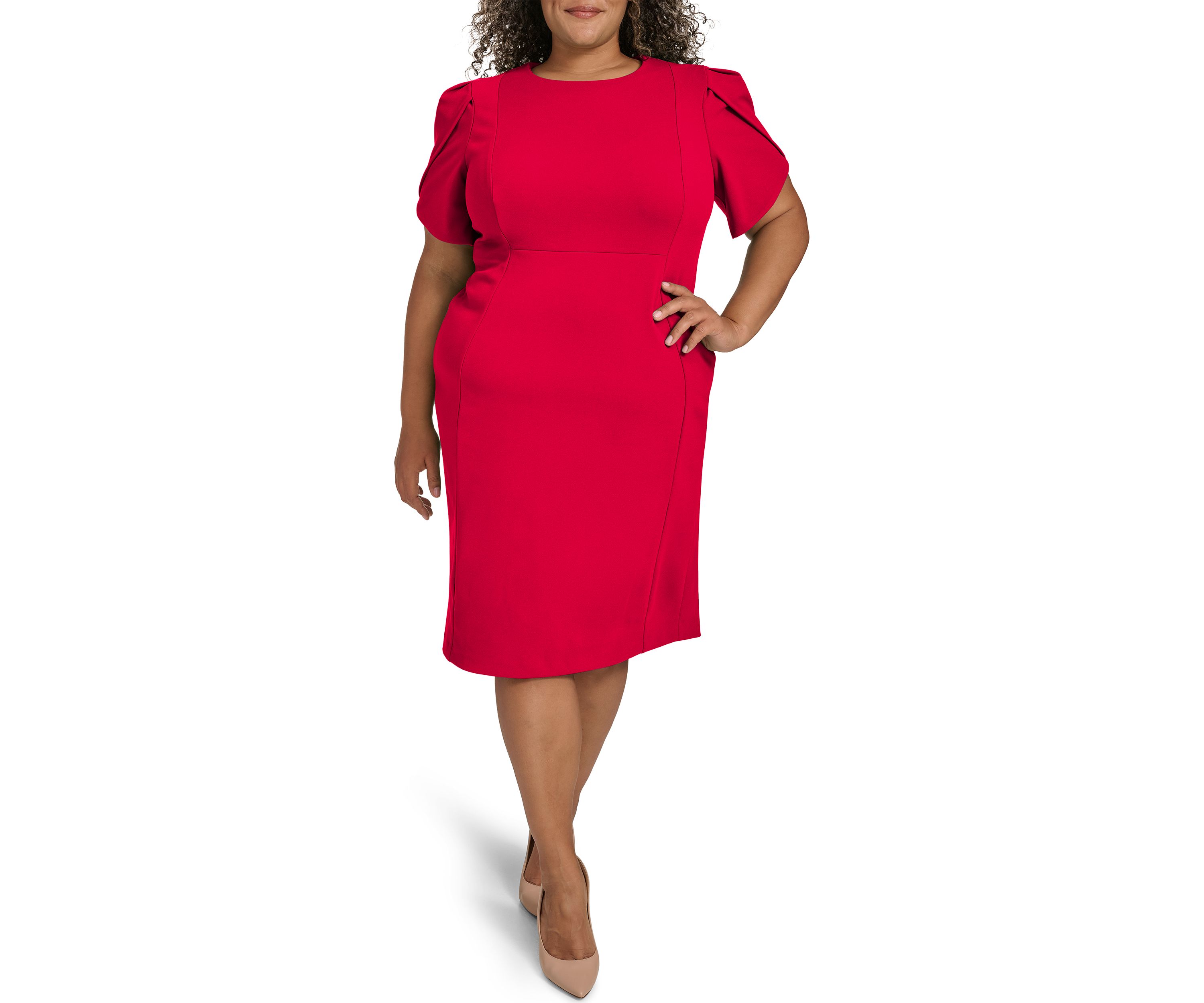 Plus Size Crew Scuba Sheath Dress
