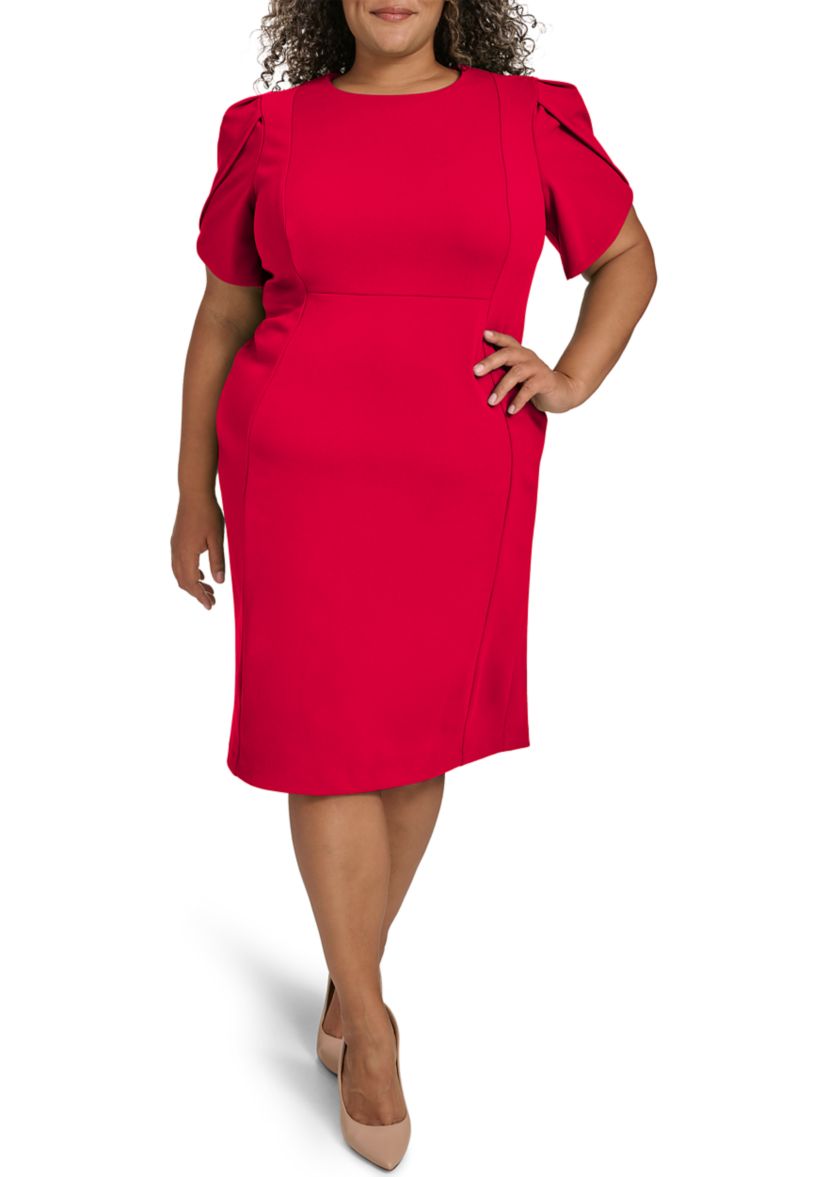 Plus Size Crew Scuba Sheath Dress