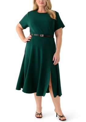 Calvin Klein Women's Plus Size Scuba Crepe Midi Dress