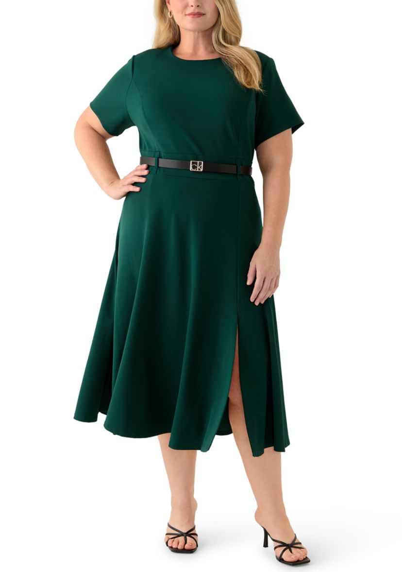 Plus Size Scuba Crepe Midi Dress
