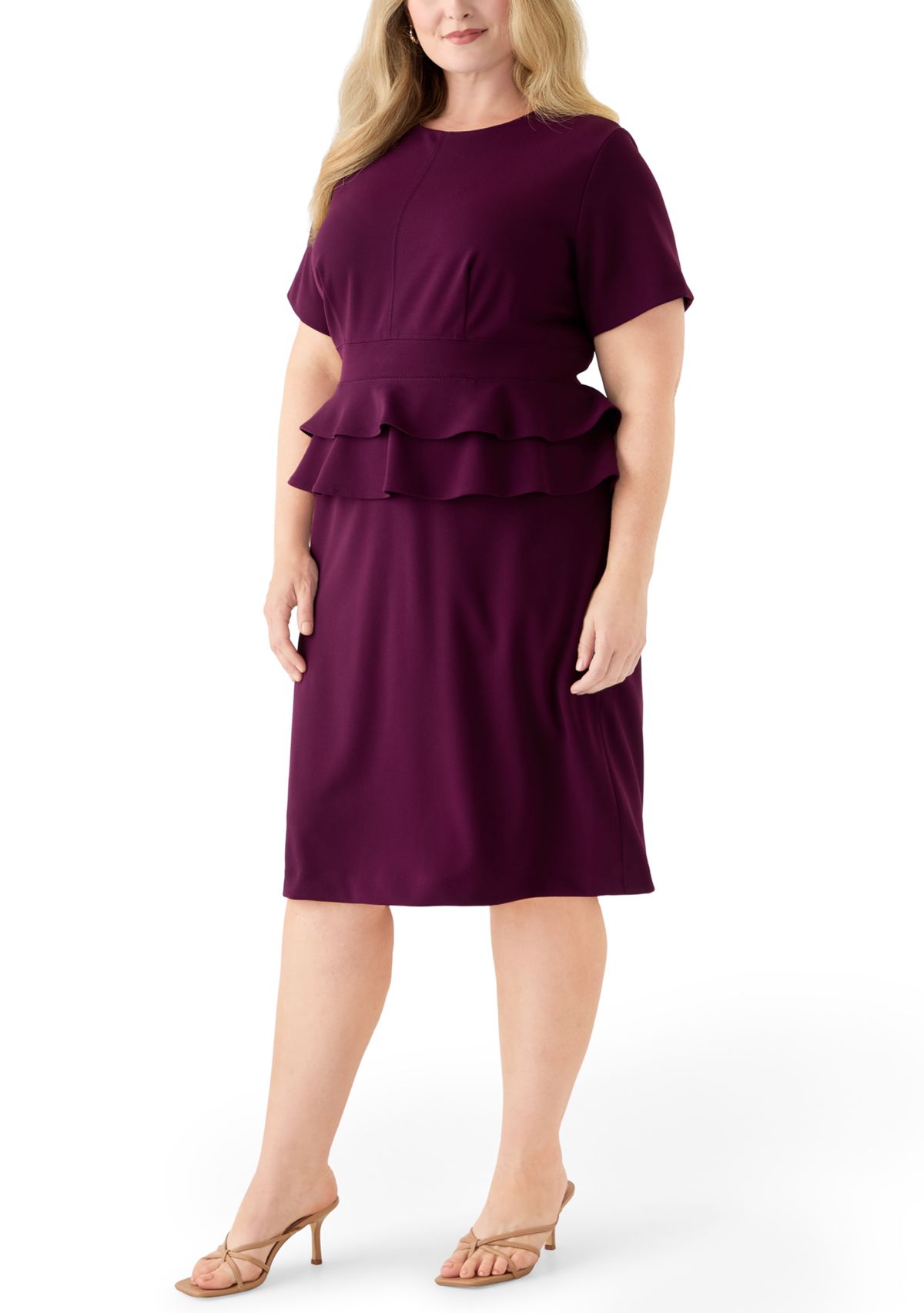 Plus Size A-Line Scuba Peplum Dress