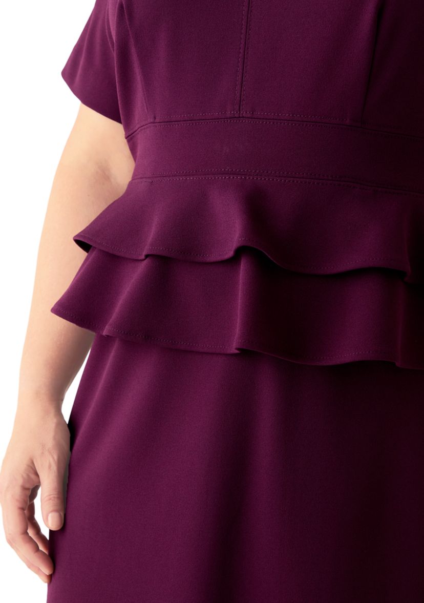 Plus Size A-Line Scuba Peplum Dress