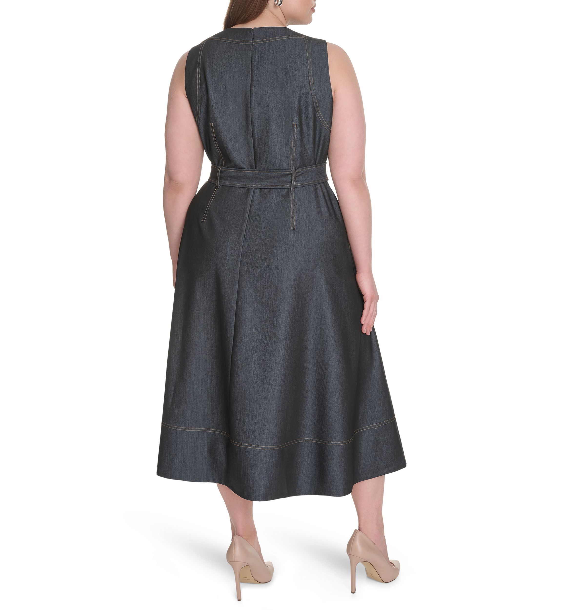 Plus Size Chambray Fit and Flare Dress