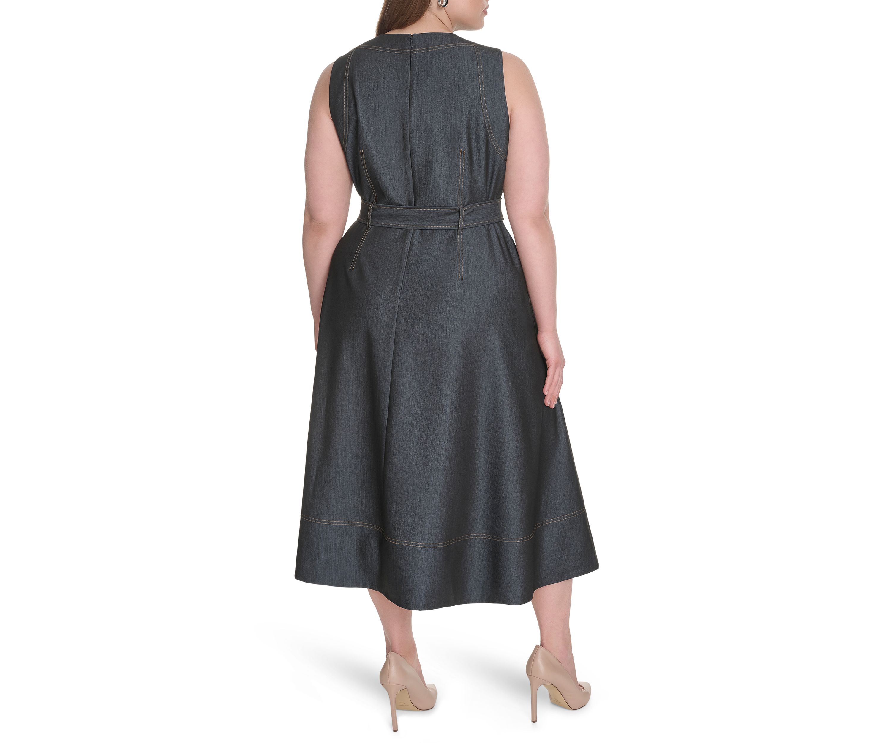Plus Size Chambray Fit and Flare Dress