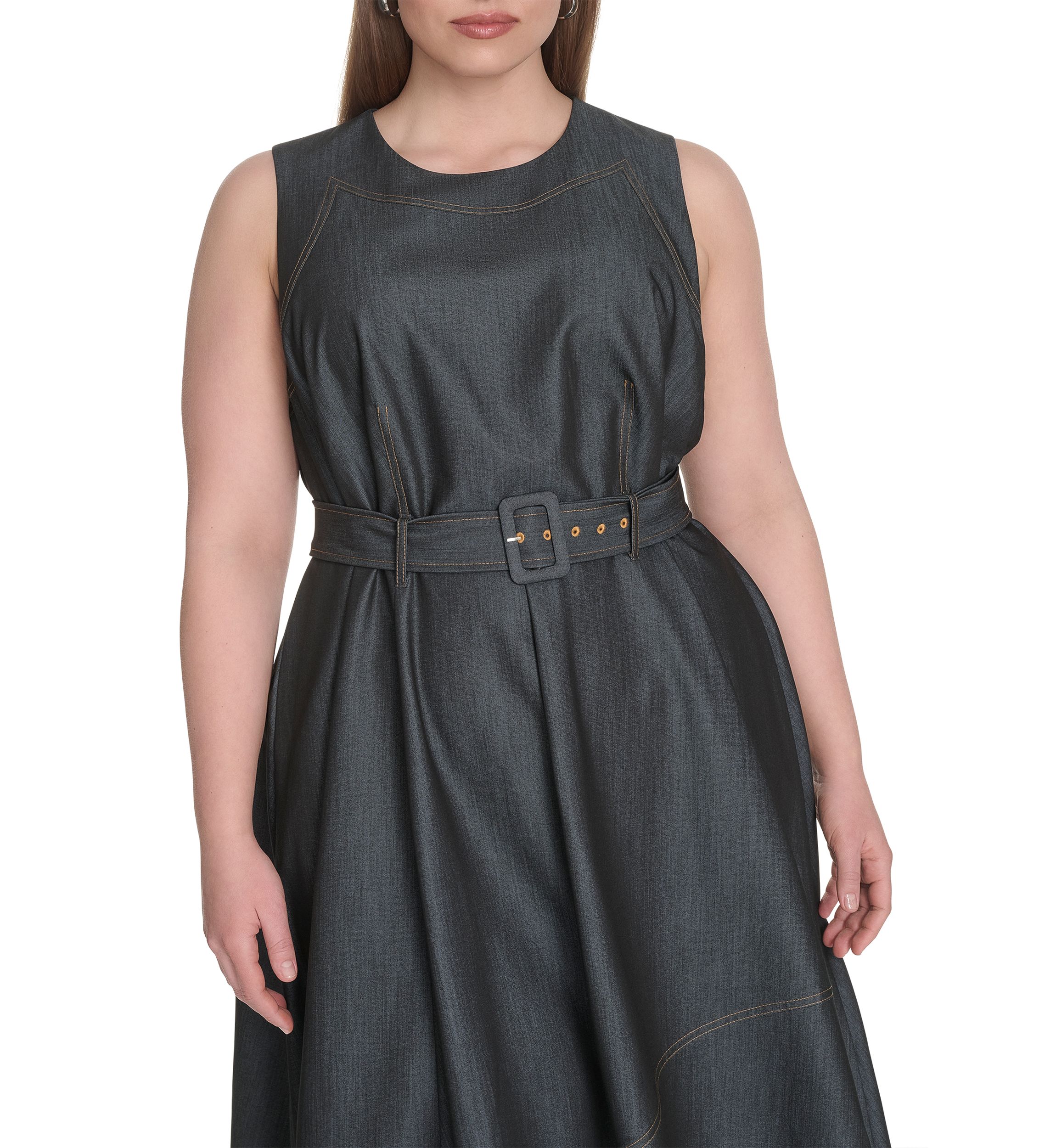 Plus Size Chambray Fit and Flare Dress