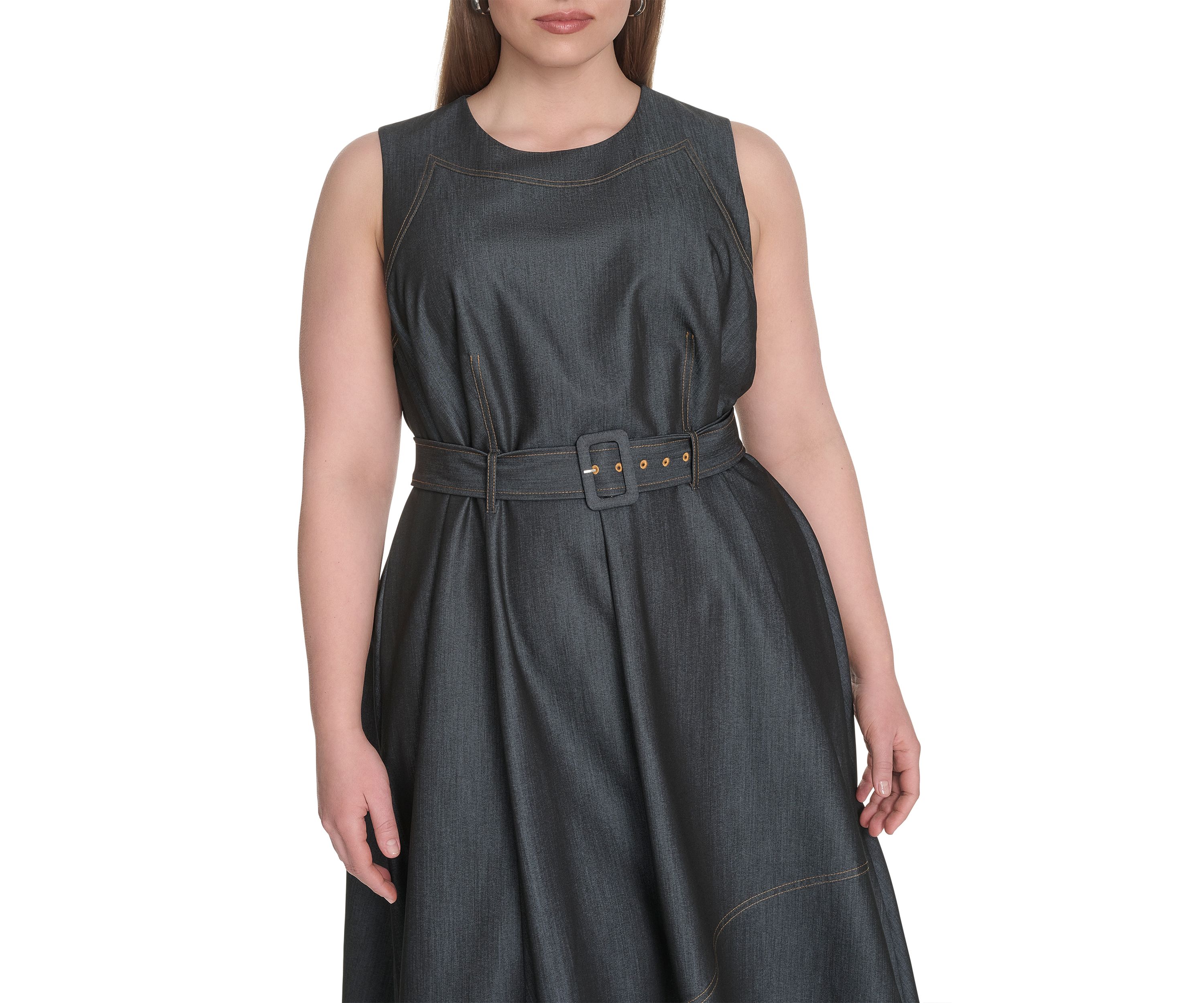 Plus Size Chambray Fit and Flare Dress