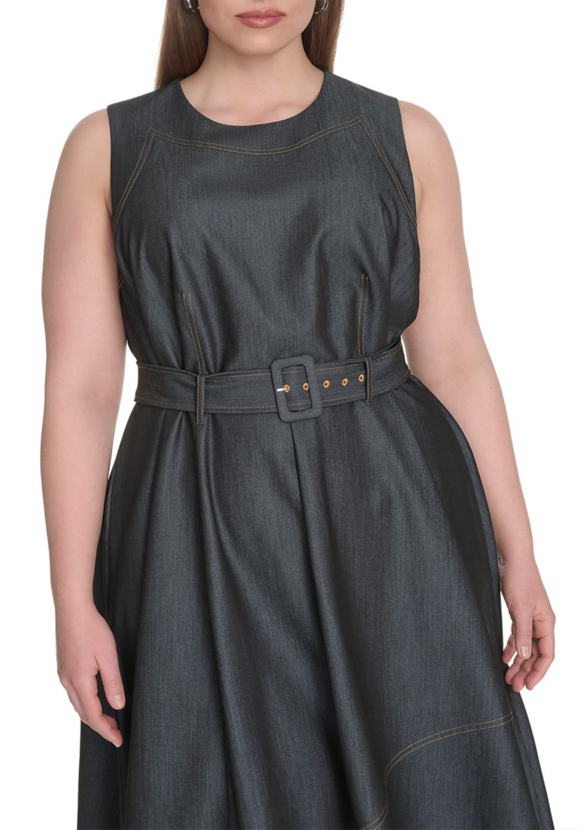 Plus Size Chambray Fit and Flare Dress