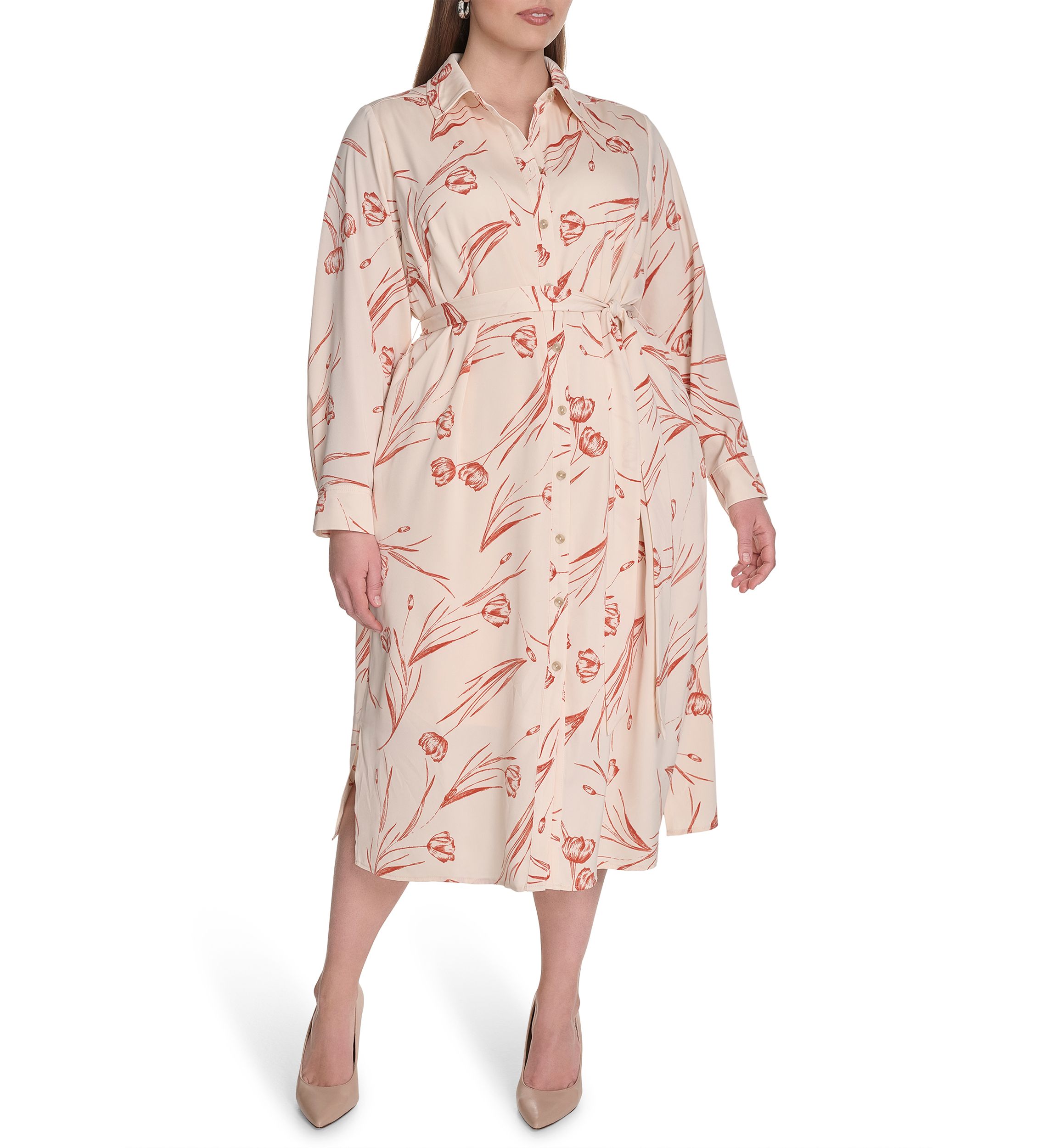 Plus Size Floral Printed Fit and Flare Dress