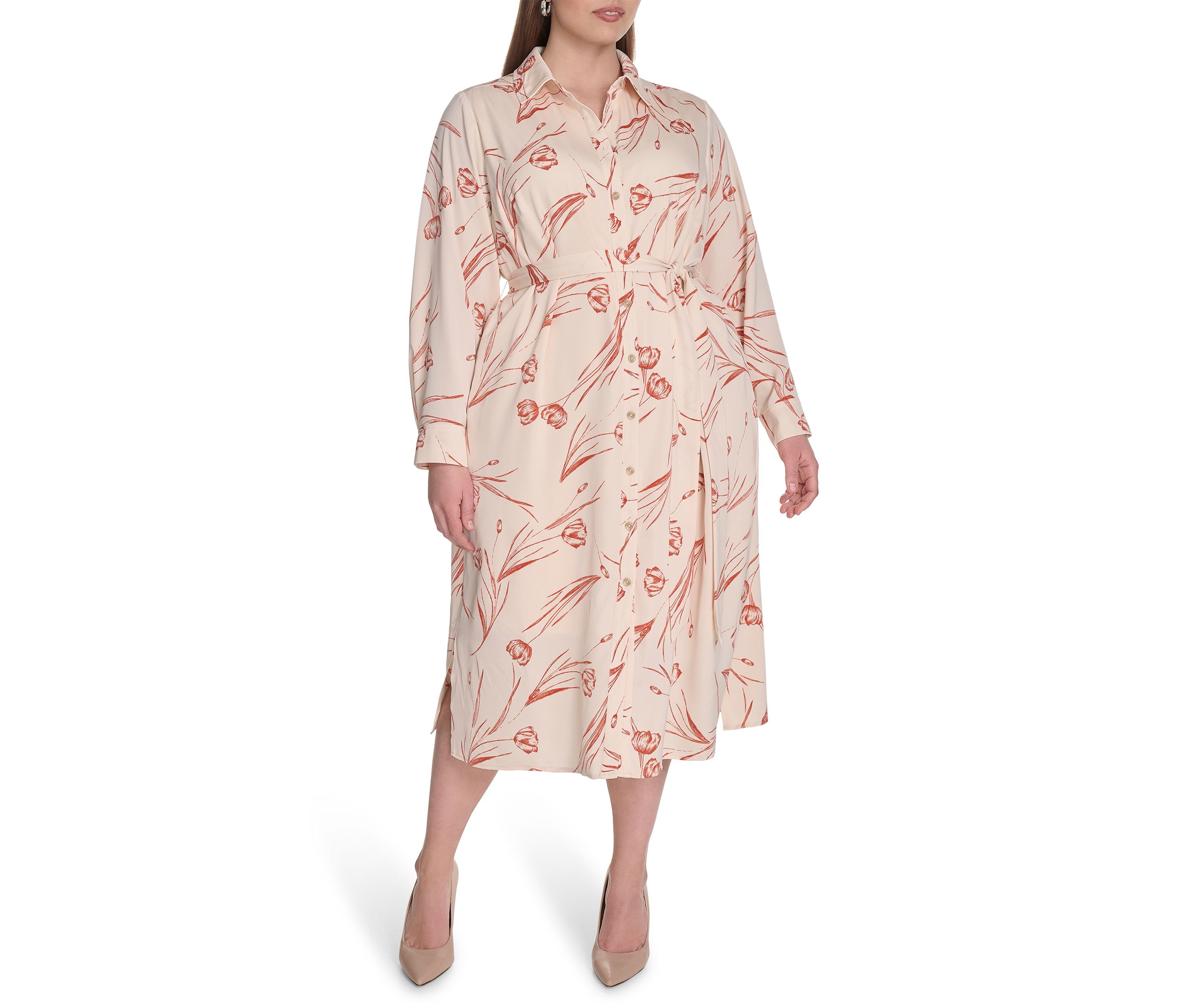 Plus Size Floral Printed Fit and Flare Dress
