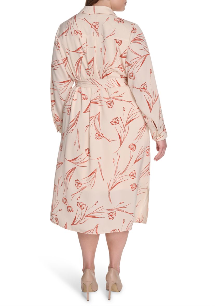 Plus Size Floral Printed Fit and Flare Dress