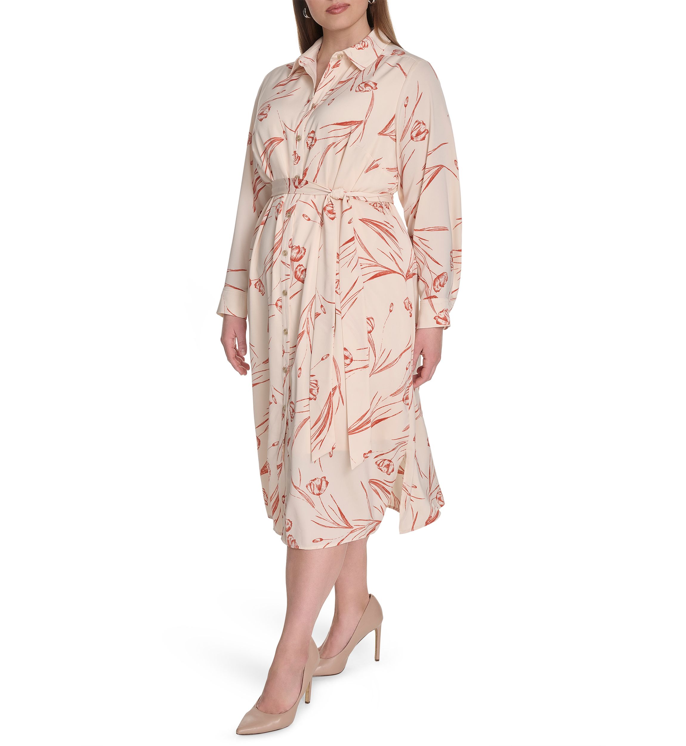 Plus Size Floral Printed Fit and Flare Dress