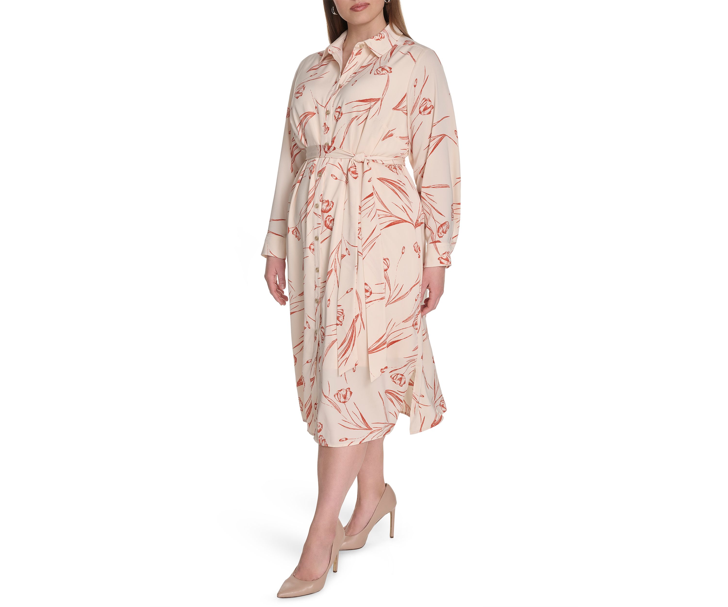 Plus Size Floral Printed Fit and Flare Dress