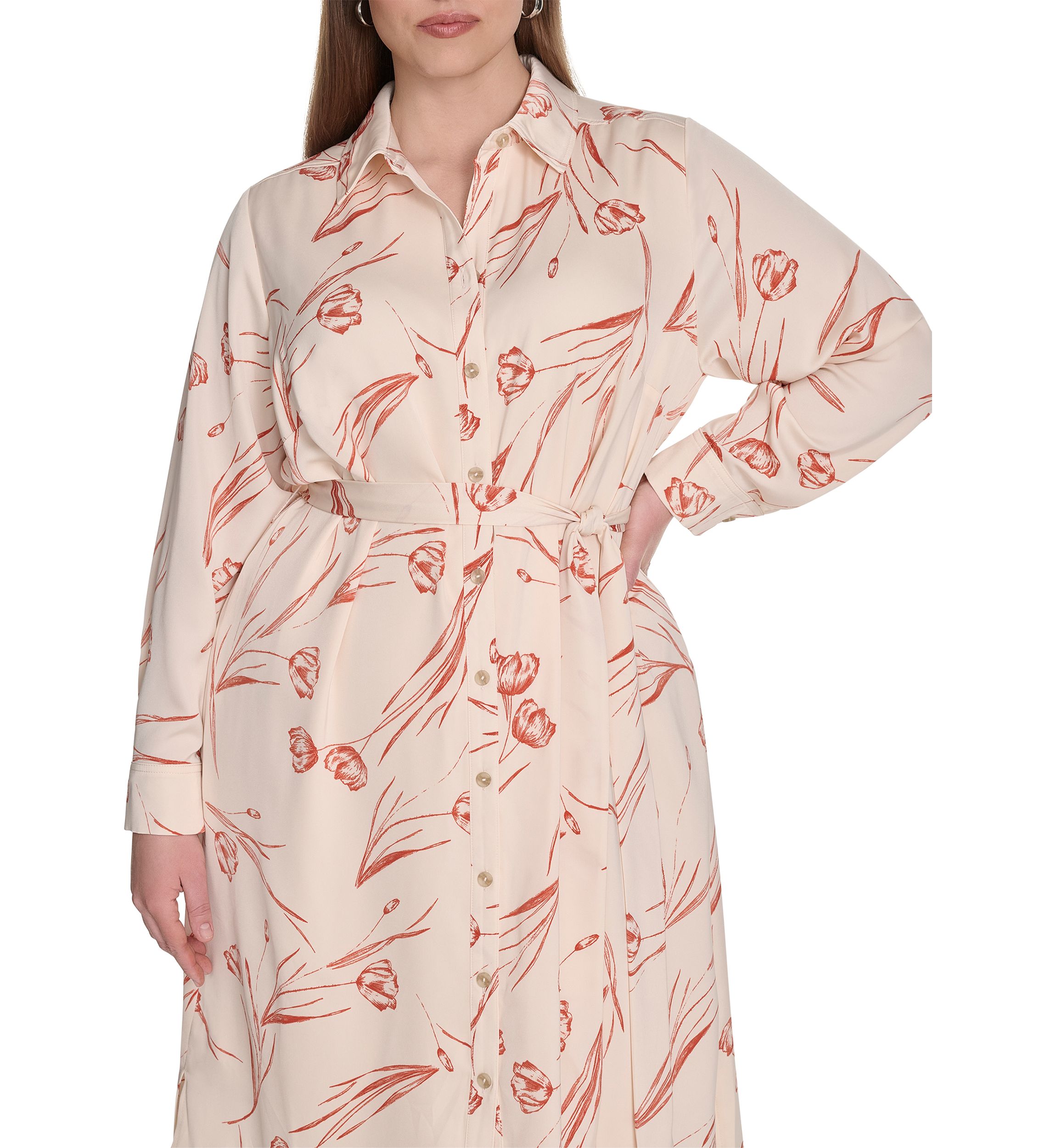 Plus Size Floral Printed Fit and Flare Dress