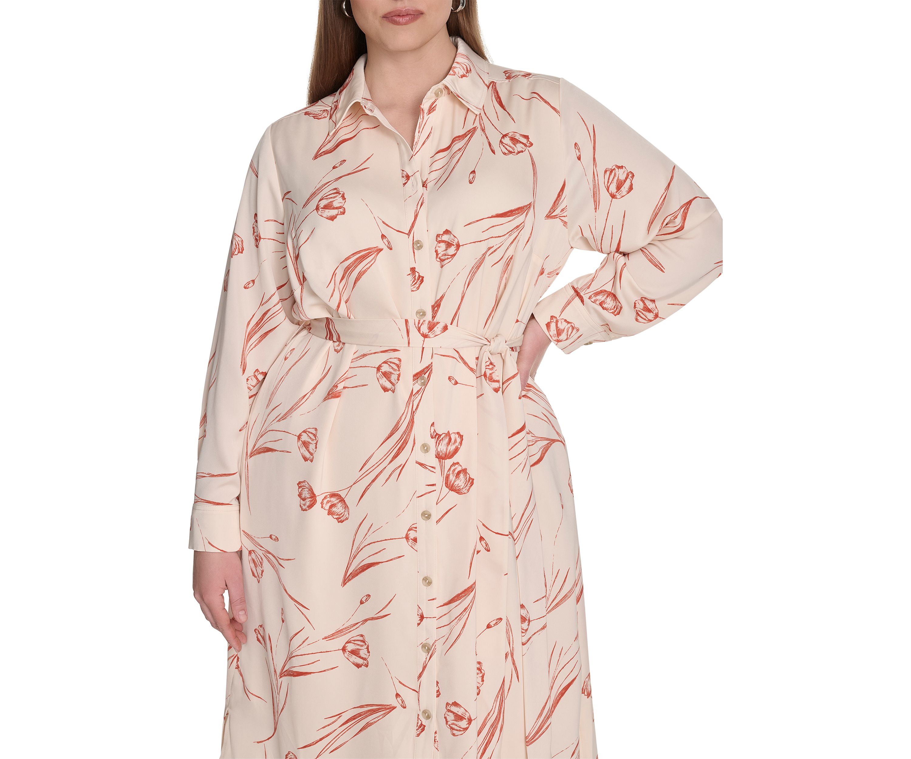 Plus Size Floral Printed Fit and Flare Dress