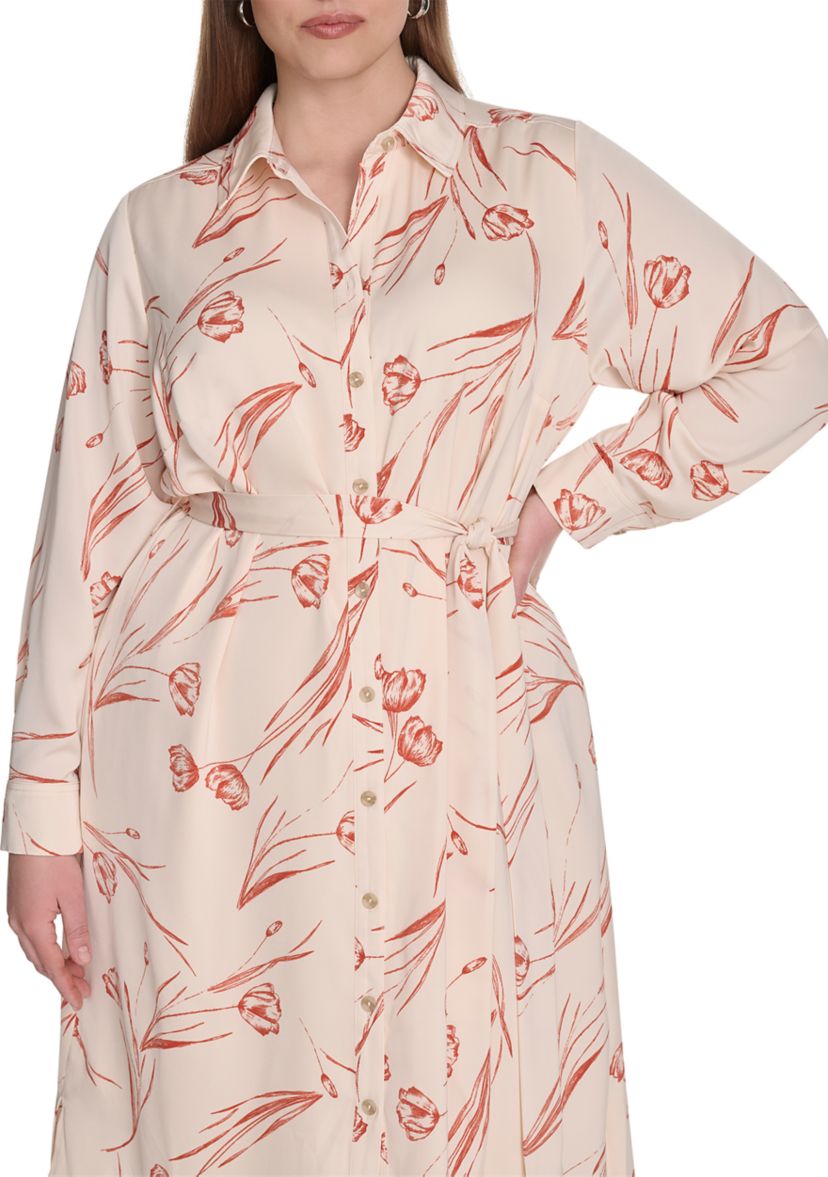 Plus Size Floral Printed Fit and Flare Dress