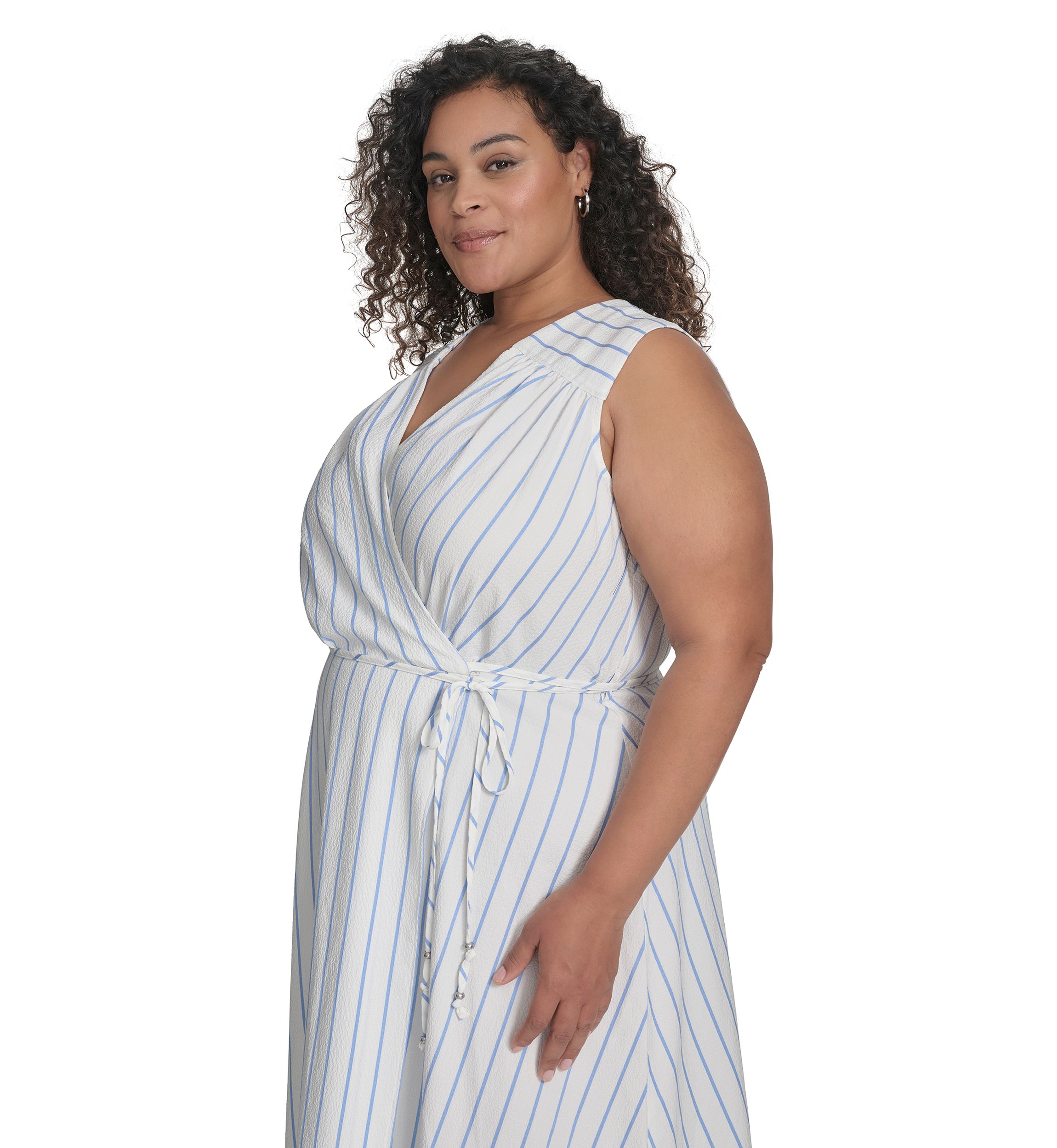 Plus Size Sleeveless V-Neck Printed Fit and Flare Dress