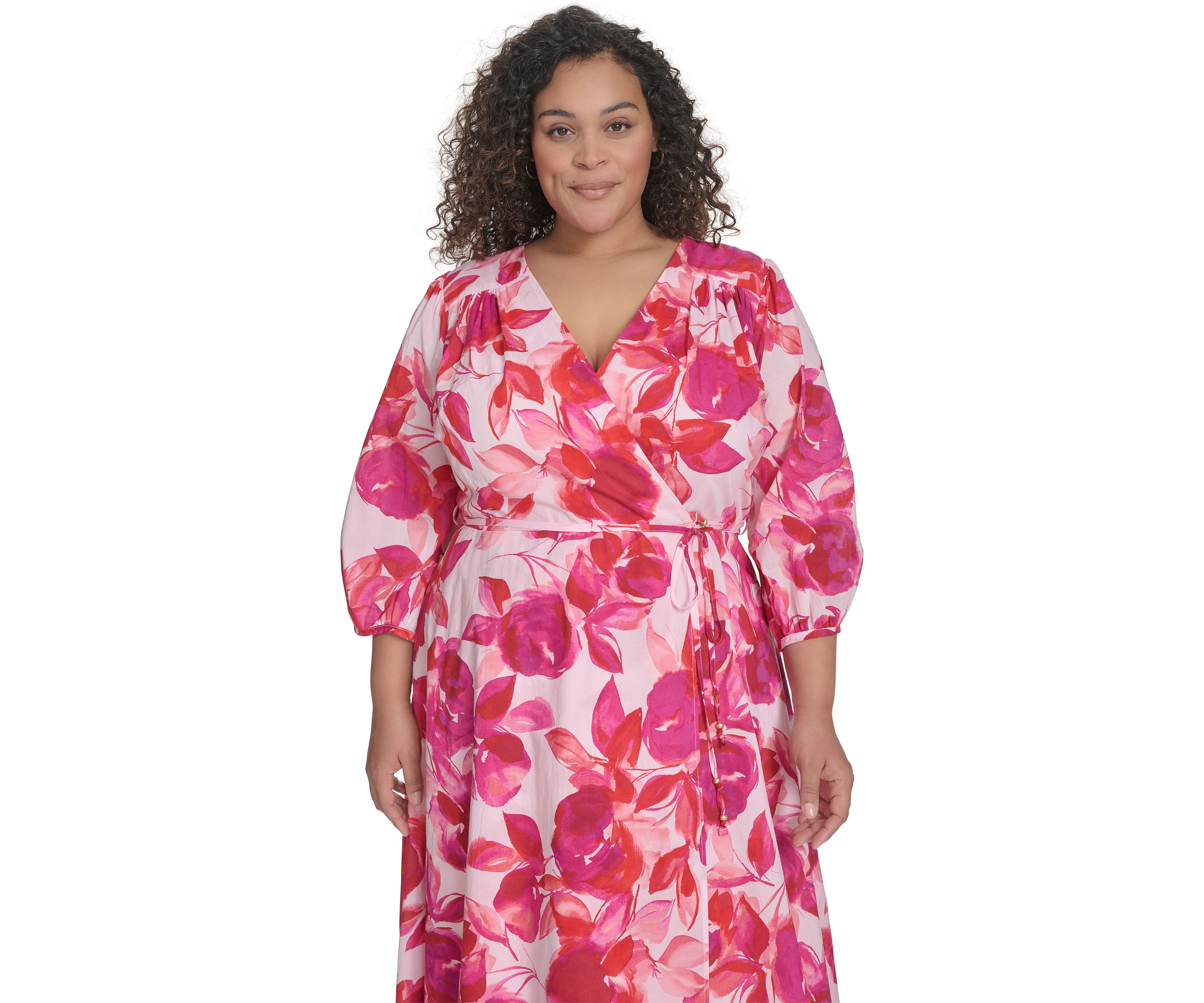 Plus Size Floral Printed Chiffon Fit and Flare Dress