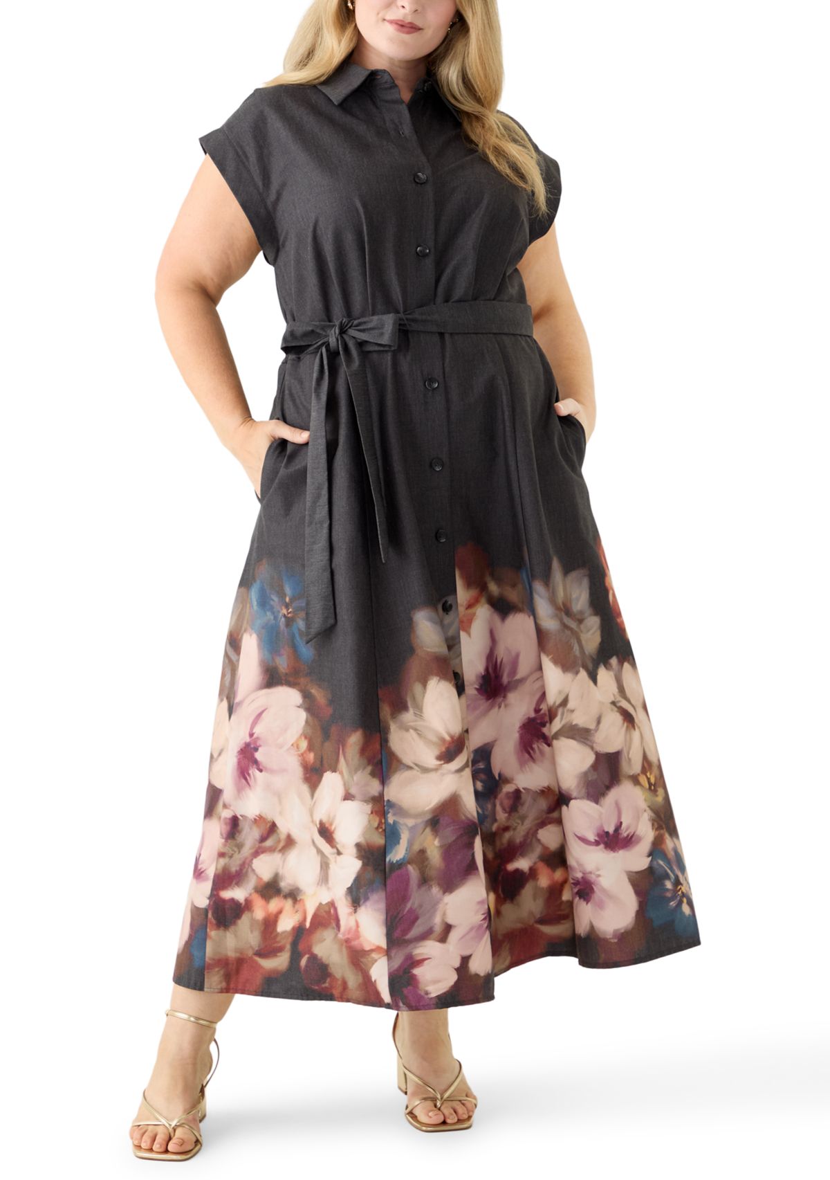 Plus Size Floral Print Maxi Dress