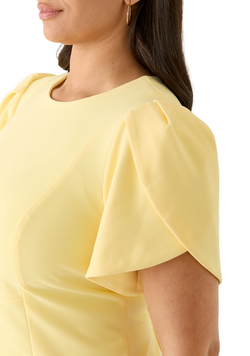 calvin klein yellow dress (Page 1) The midi length adds a touch of sophistication and is suitable for any occasion Calvin Klein Women's Flutter-Sleeve Floral