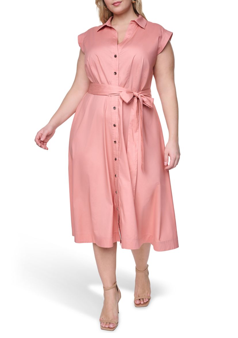 calvin klein plus size shirt dress Calvin Klein Women's Plus Size Short Sleeve Shirtdress, 18, Cotton