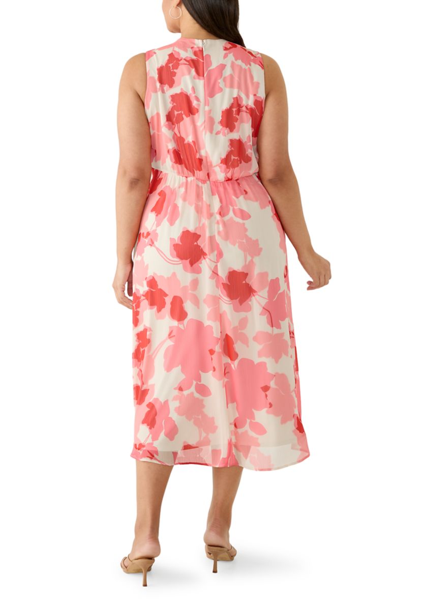 Calvin Klein Plus Size Sleeveless Printed Chiffon Midi Dress | Belk