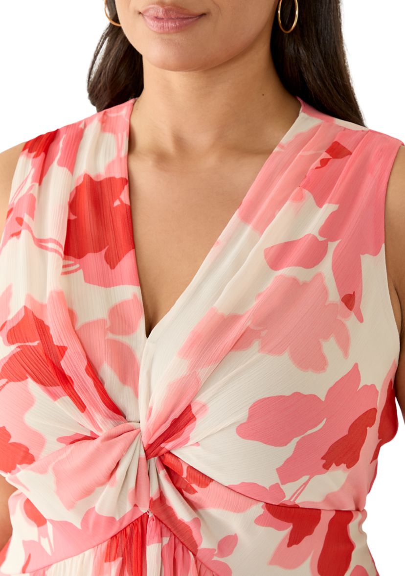 calvin klein sleeveless chiffon dress Floral Sleeveless Chiffon Maxi Dress