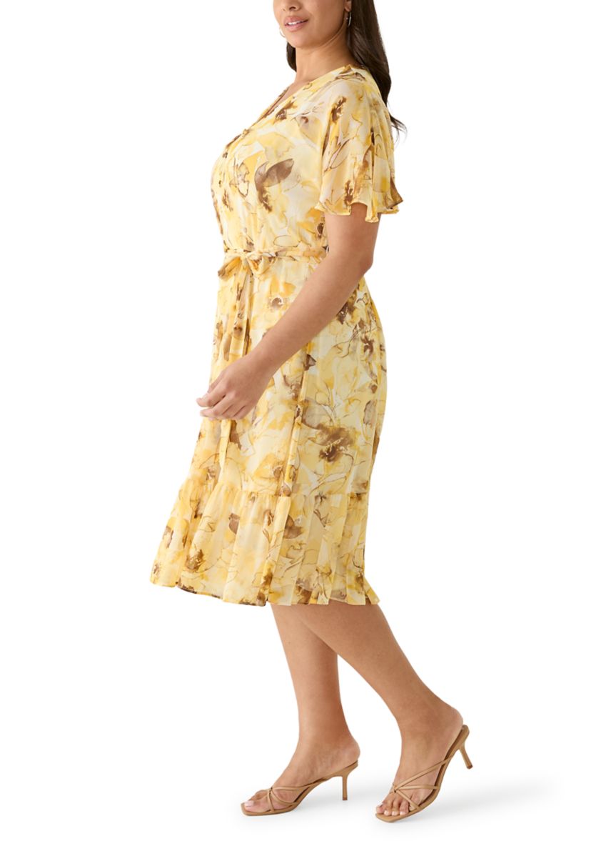 calvin klein plus cocktail dress Calvin Klein Plus Size Illusion-Trim Fit & Flare Dress
