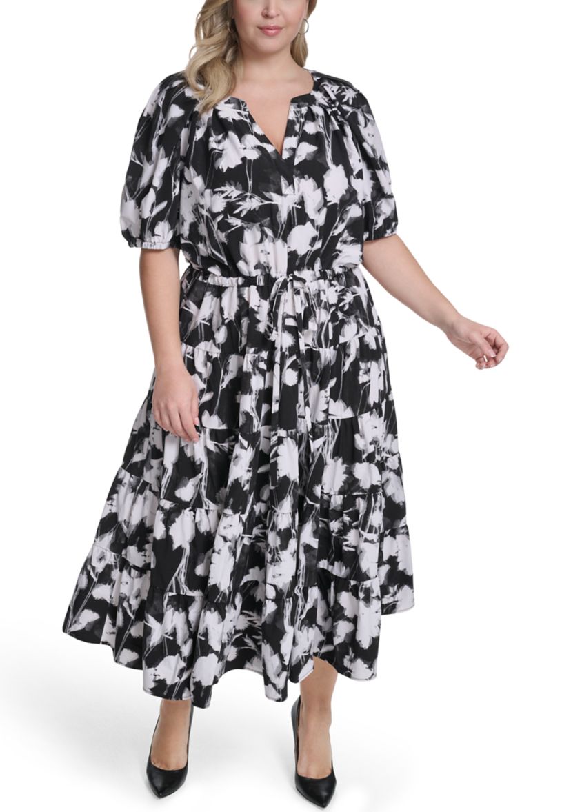 calvin klein a line midi dress Calvin Klein Sleeveless Floral Scuba Aline Women's Dress Cashew : 8
