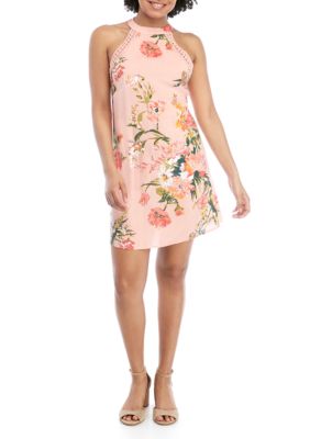 bebop sleeveless button tie front shirt dres