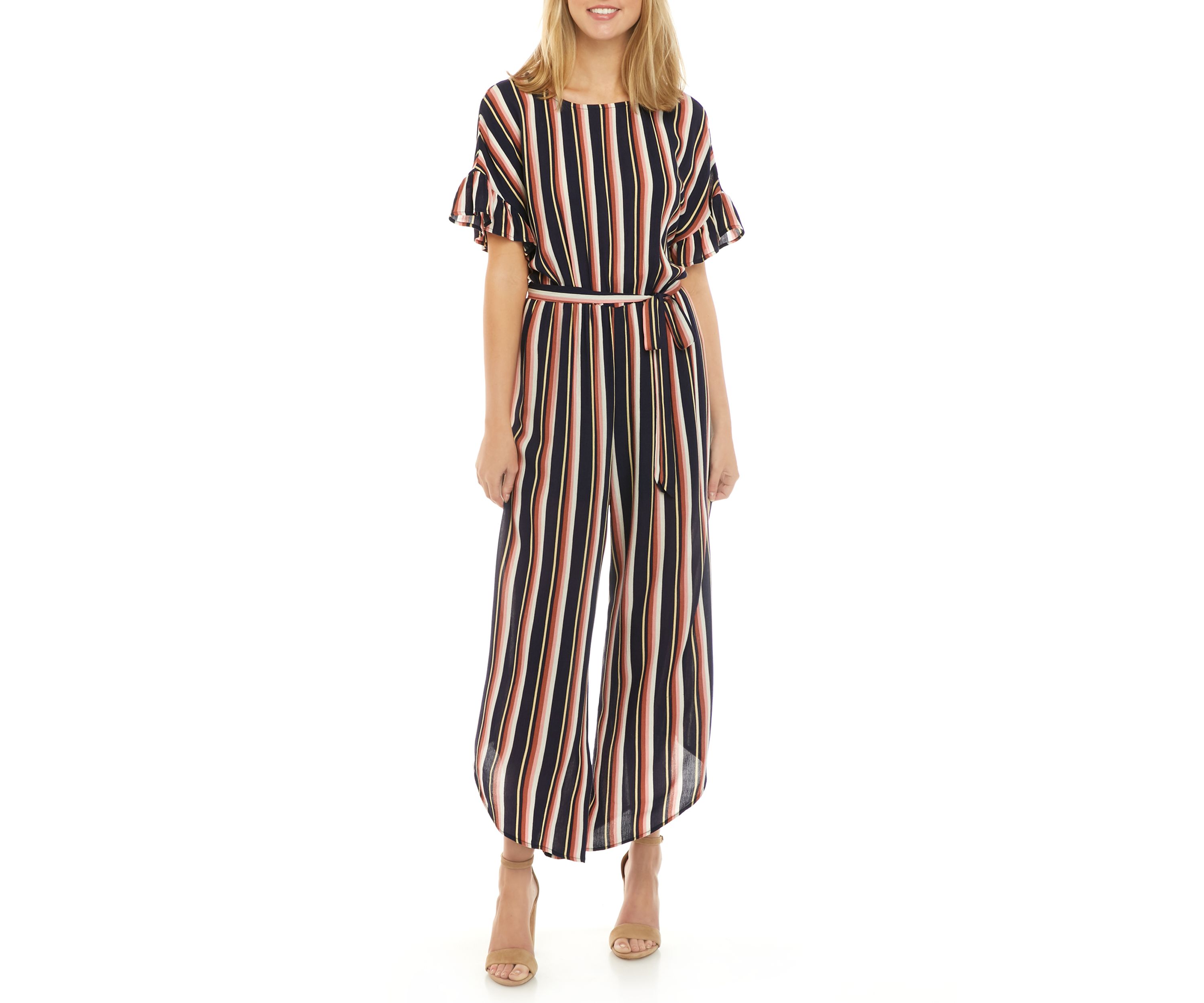 Juniors Button Front Flutter Sleeve Jumpsuit 