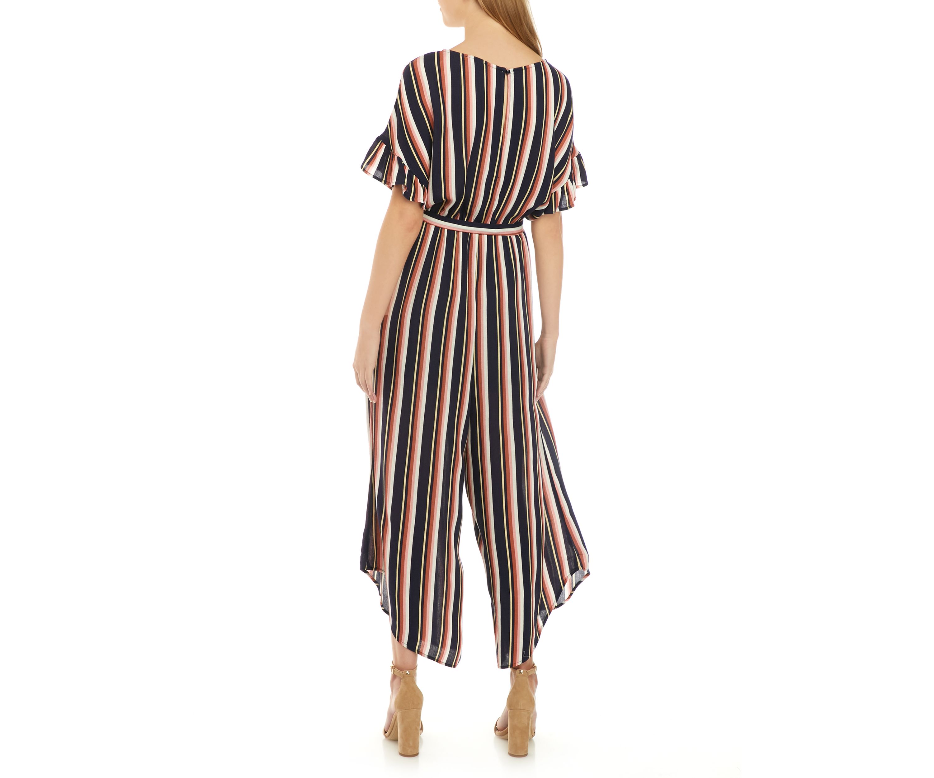 Juniors Button Front Flutter Sleeve Jumpsuit 