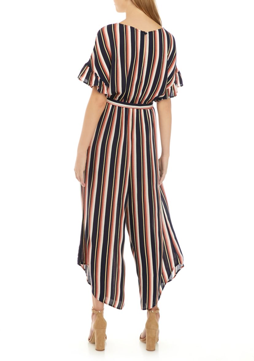 Juniors Button Front Flutter Sleeve Jumpsuit 