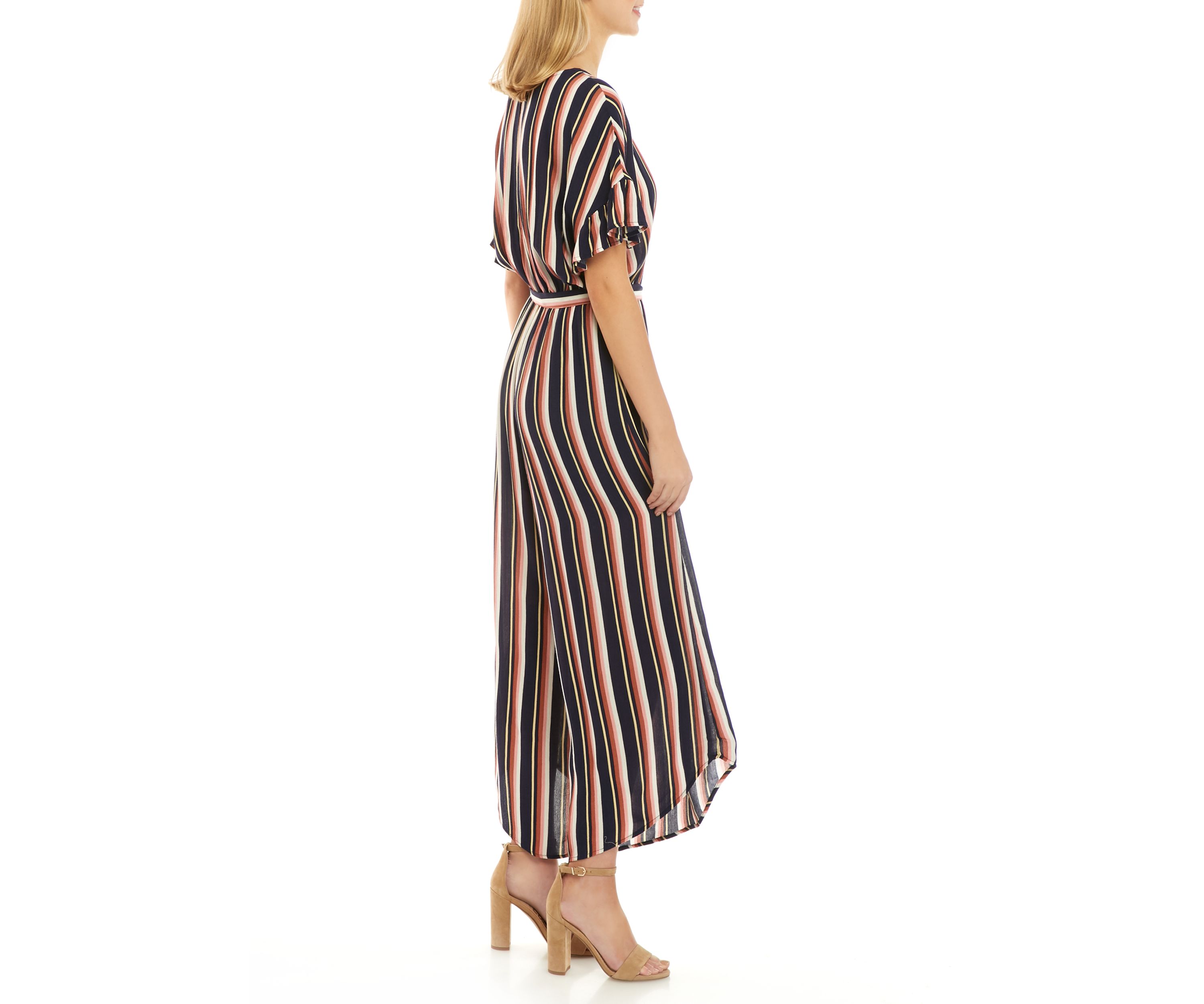 Juniors Button Front Flutter Sleeve Jumpsuit 