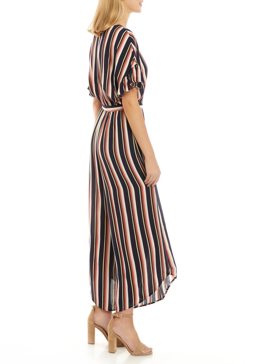 Juniors Button Front Flutter Sleeve Jumpsuit 