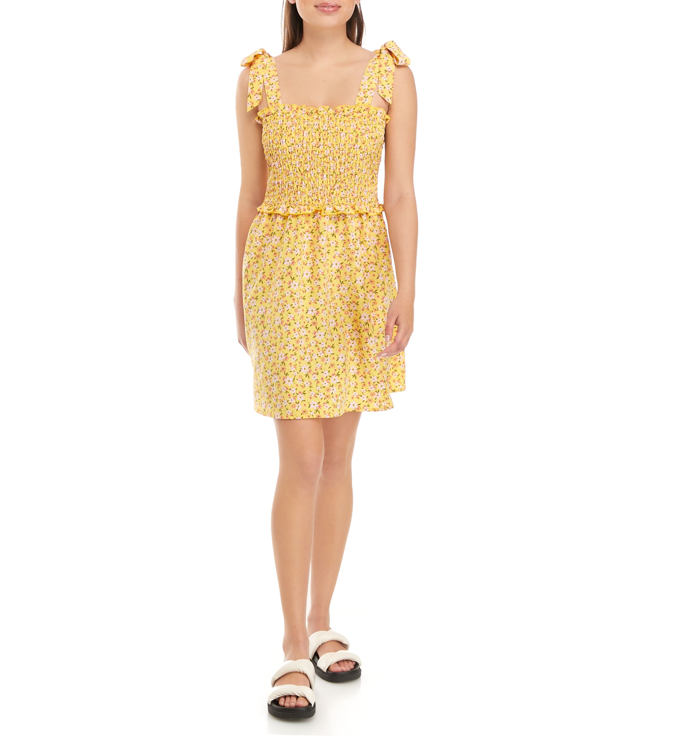 Juniors Sleeveless Tie Swing Dress 