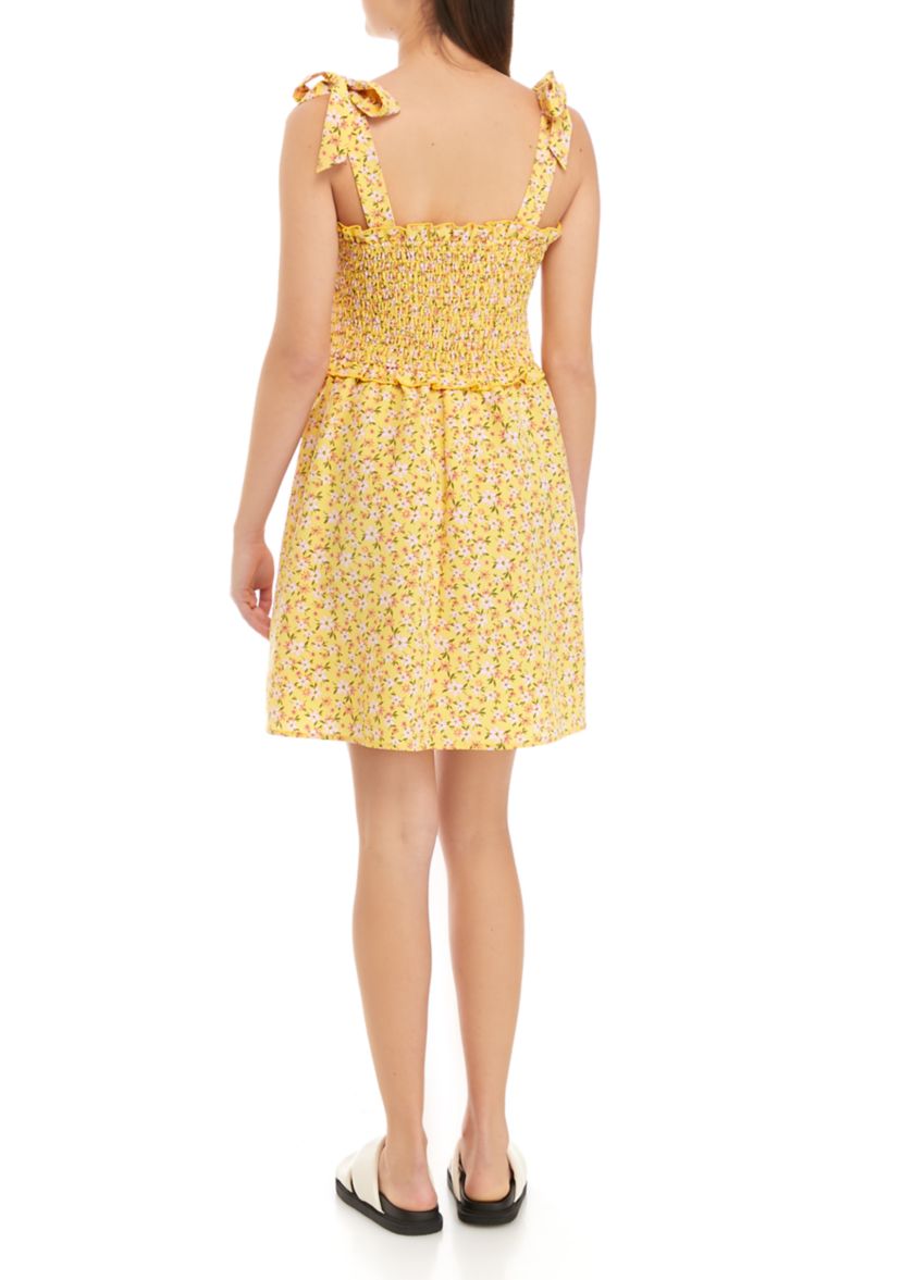 Juniors Sleeveless Tie Swing Dress 