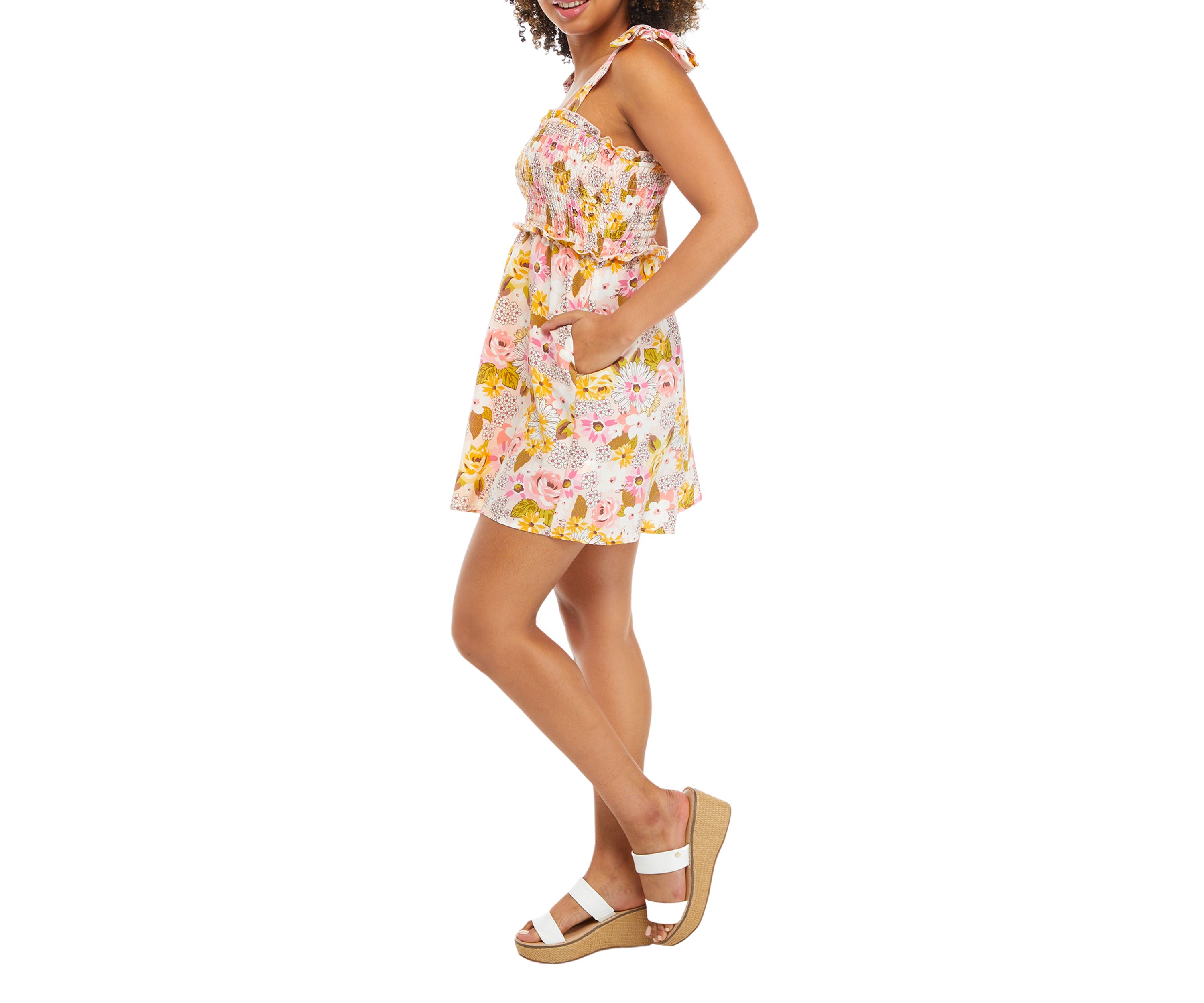 Juniors Tie Sleeve Swing Dress