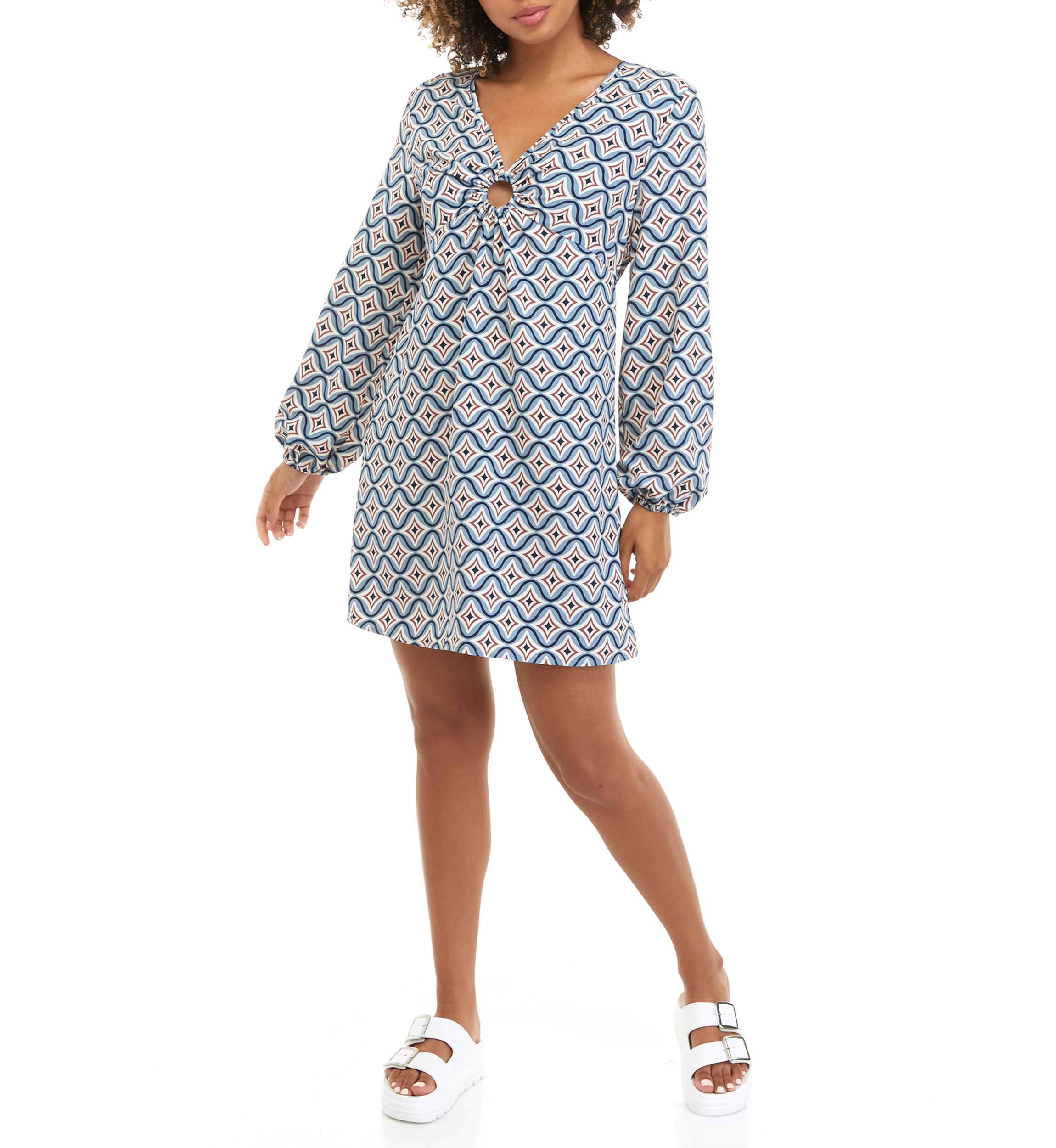 Juniors Long Sleeve O-Ring Dress 
