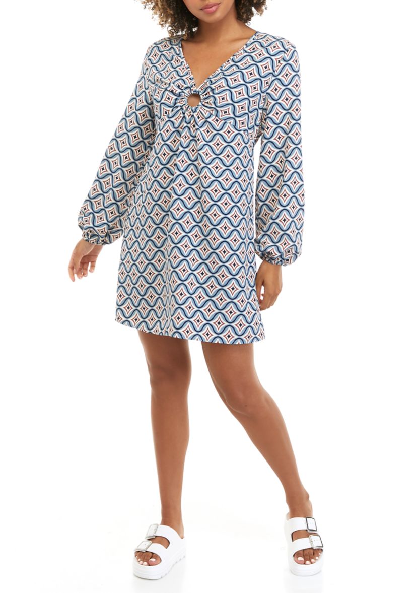 Juniors Long Sleeve O-Ring Dress 