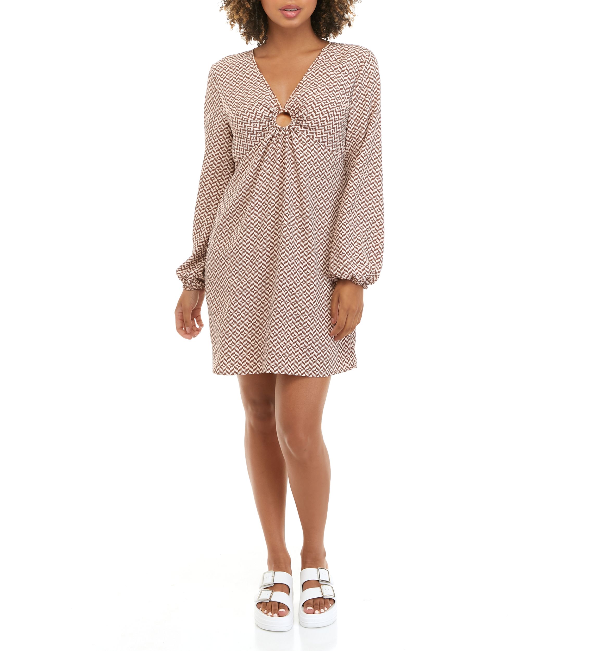 Juniors Long Sleeve O-Ring Dress 