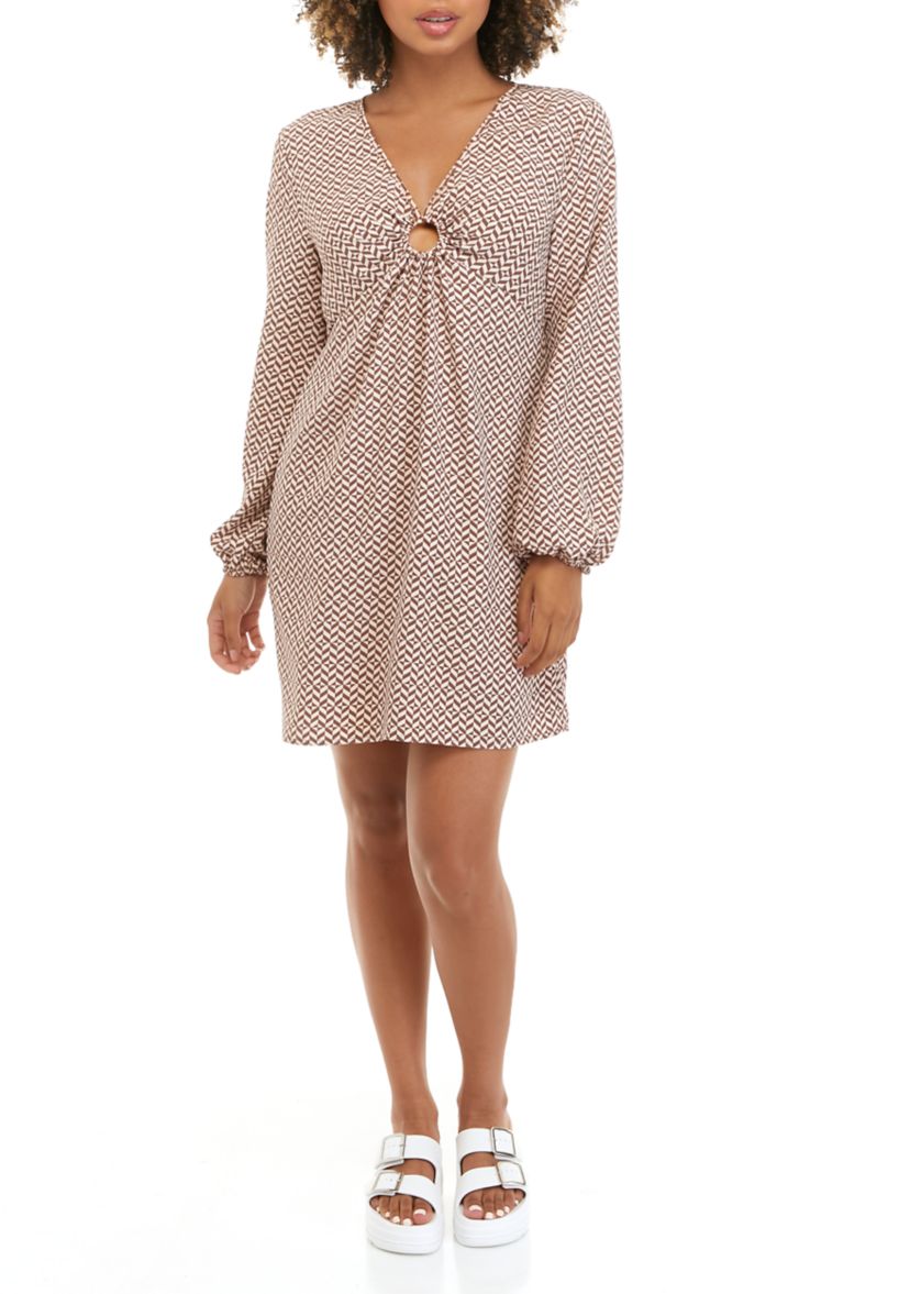 Juniors Long Sleeve O-Ring Dress 