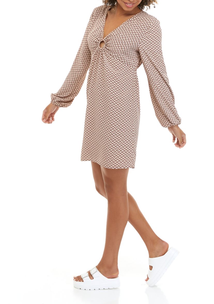 Juniors Long Sleeve O-Ring Dress 