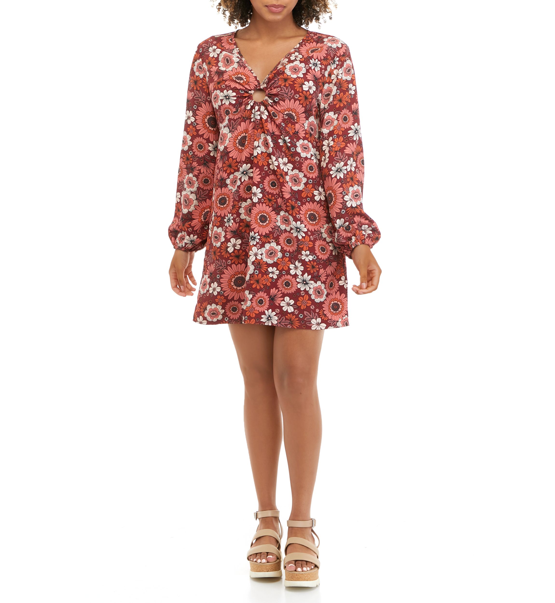 Juniors Long Sleeve O-Ring Dress