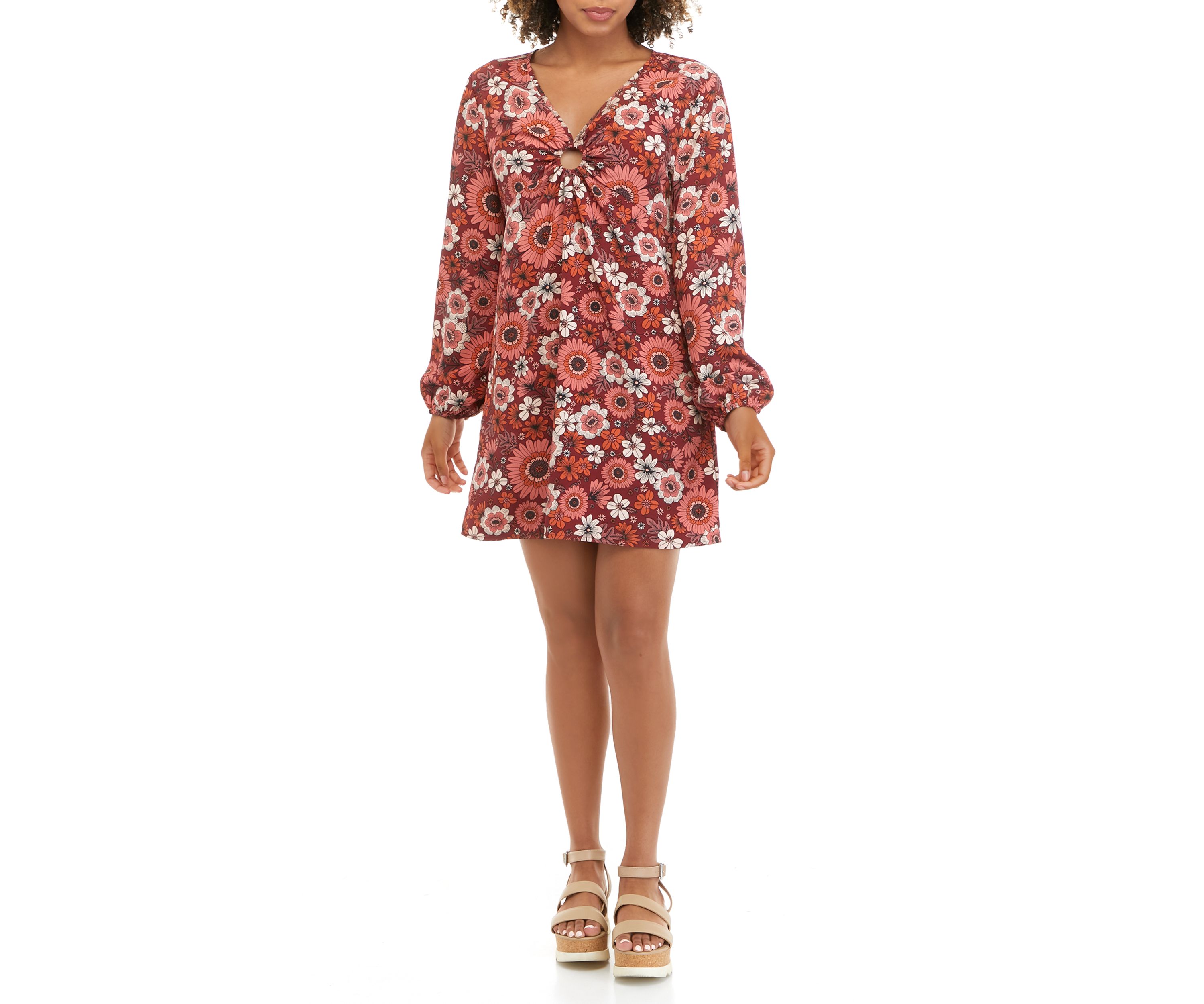 Juniors Long Sleeve O-Ring Dress
