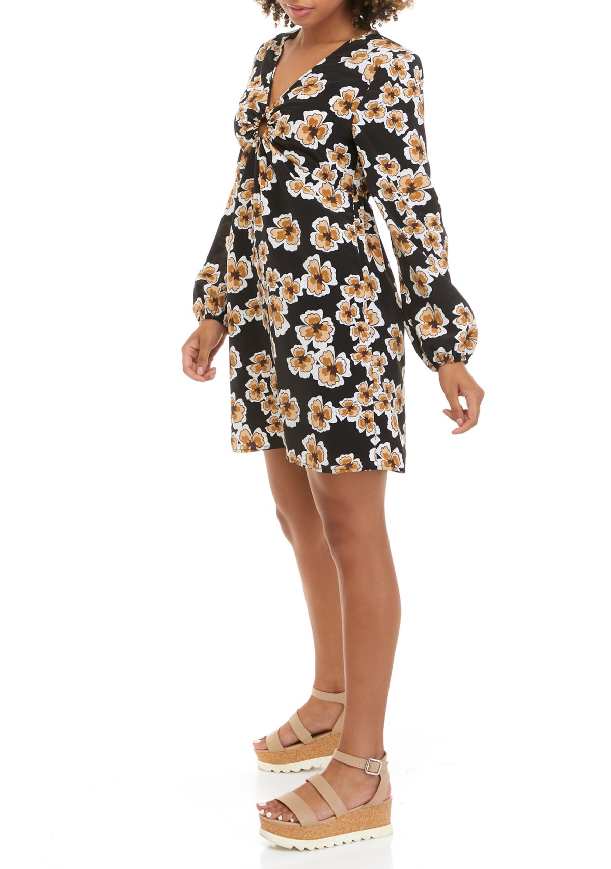 Juniors Long Sleeve O-Ring Dress