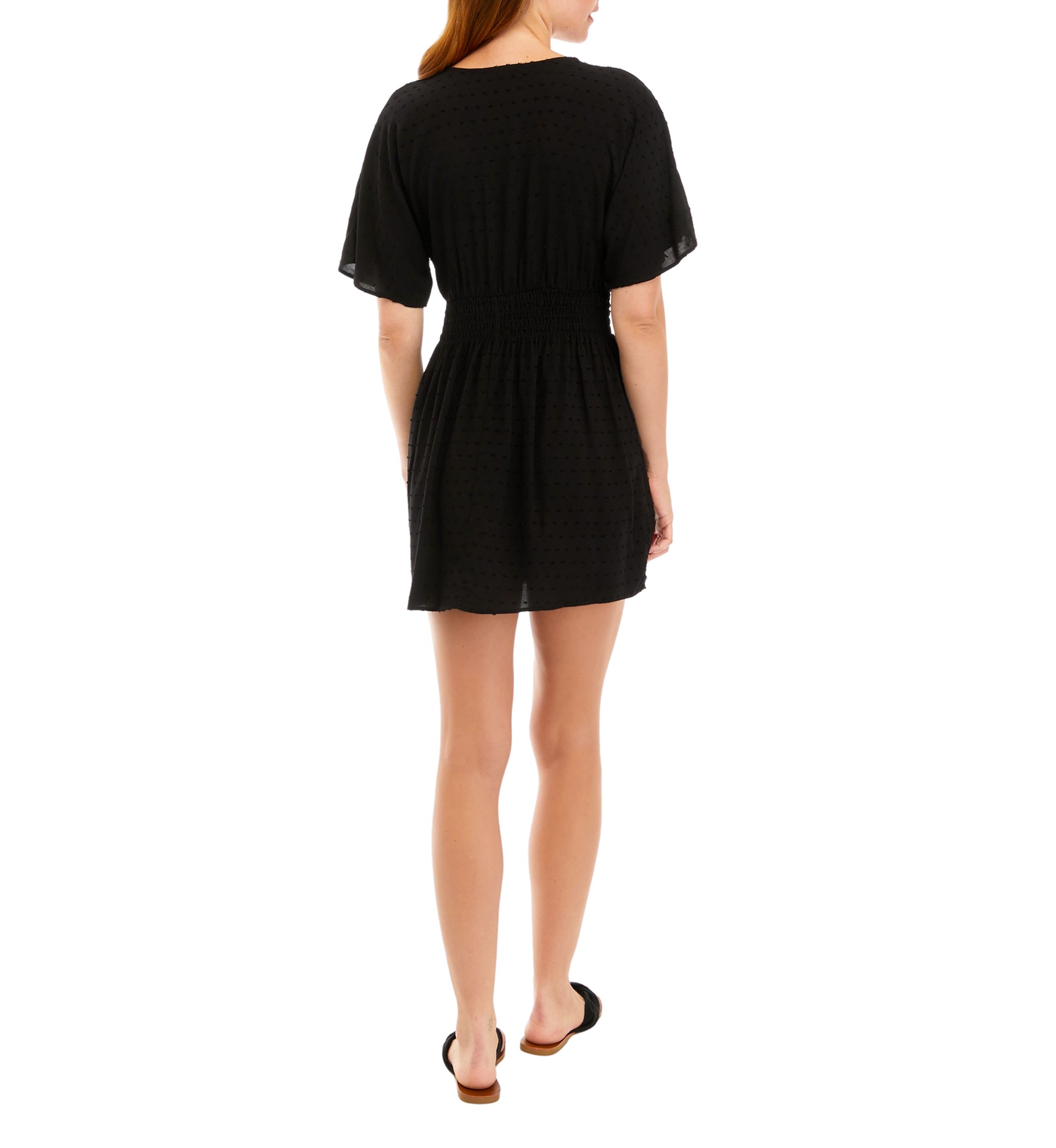 Juniors Short Sleeve Clip Dot Dress