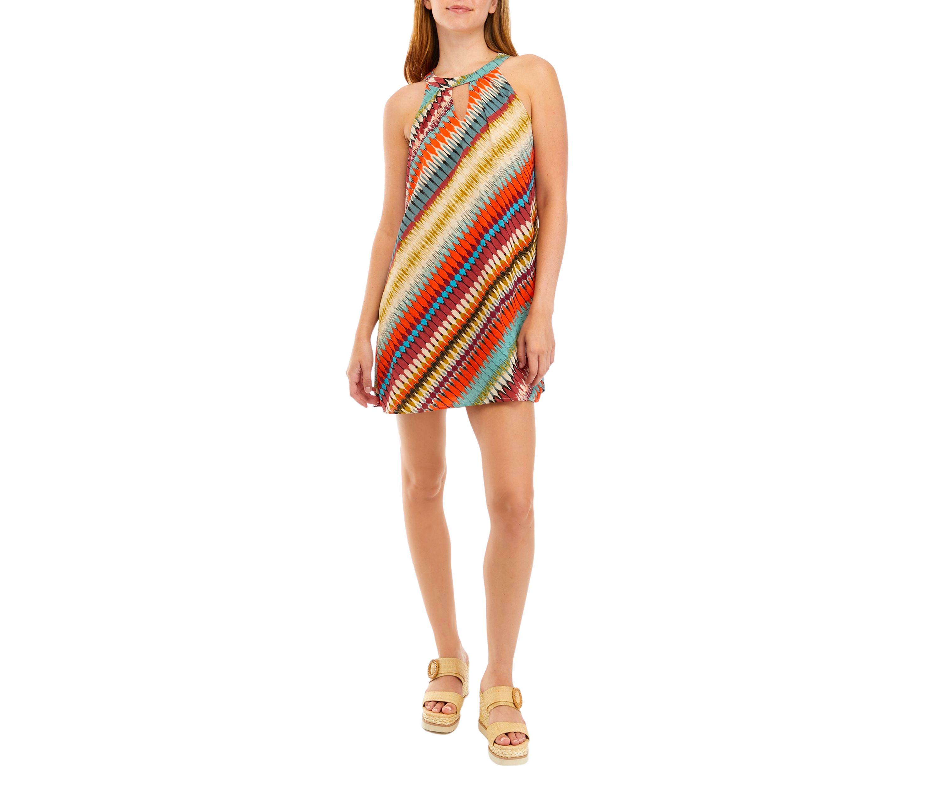 Juniors Sleeveless Keyhole Halter Dress